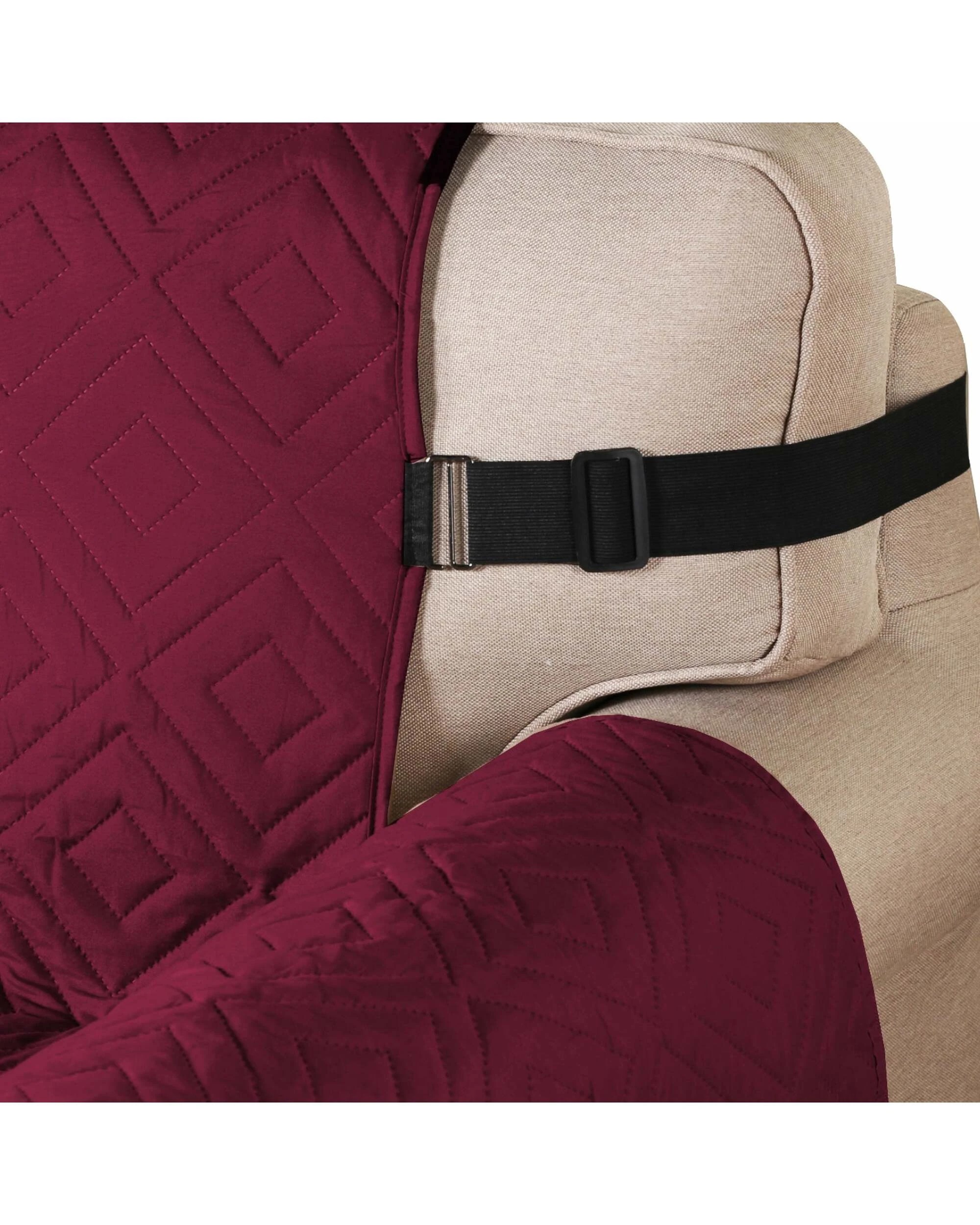 2 Smarcute 1 Seater Reversible Non-Slip Recliner Chair Cushion with Straps - Burgundy, 2 of 5