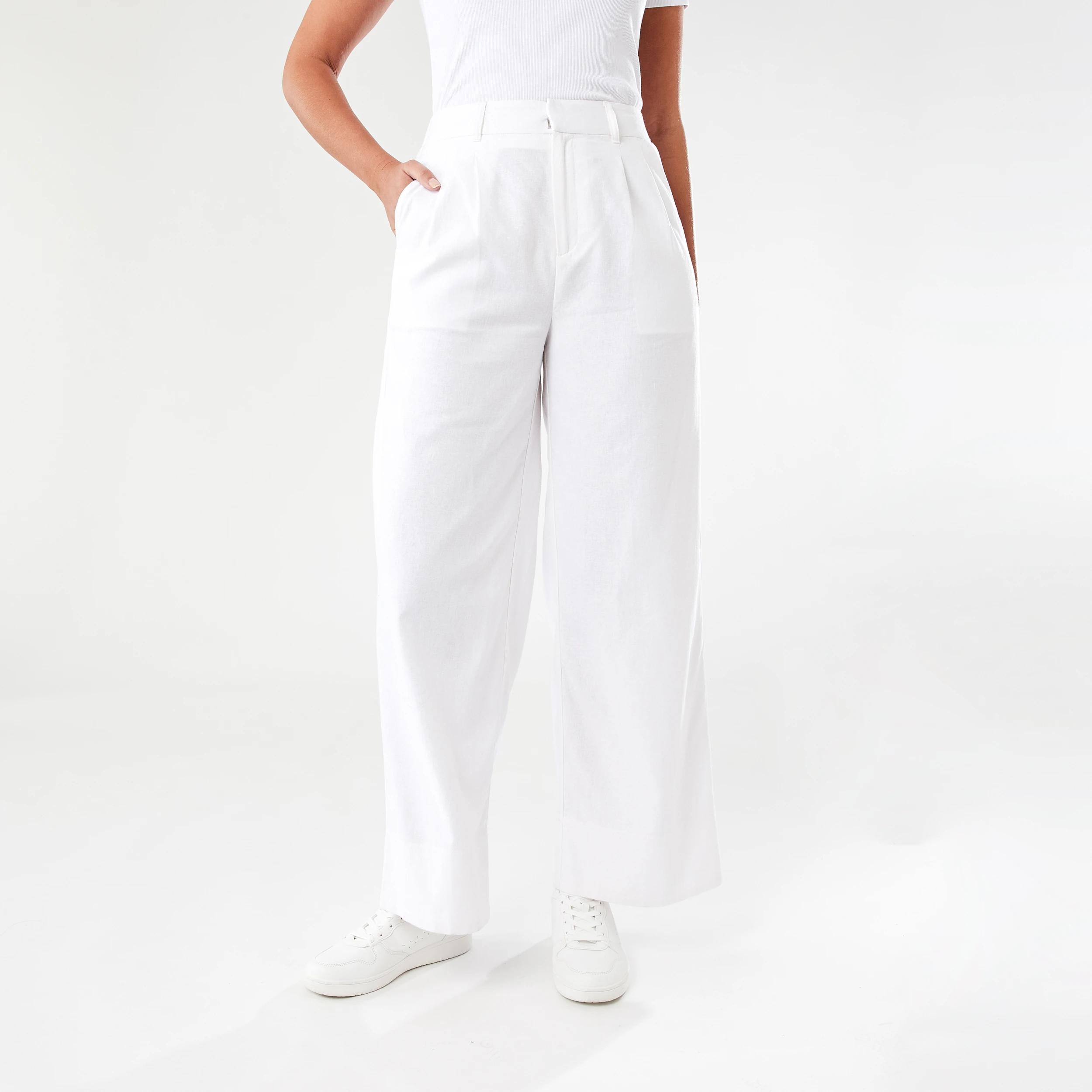 1 Smart Linen Blend Pants WHITE, 1 of 5