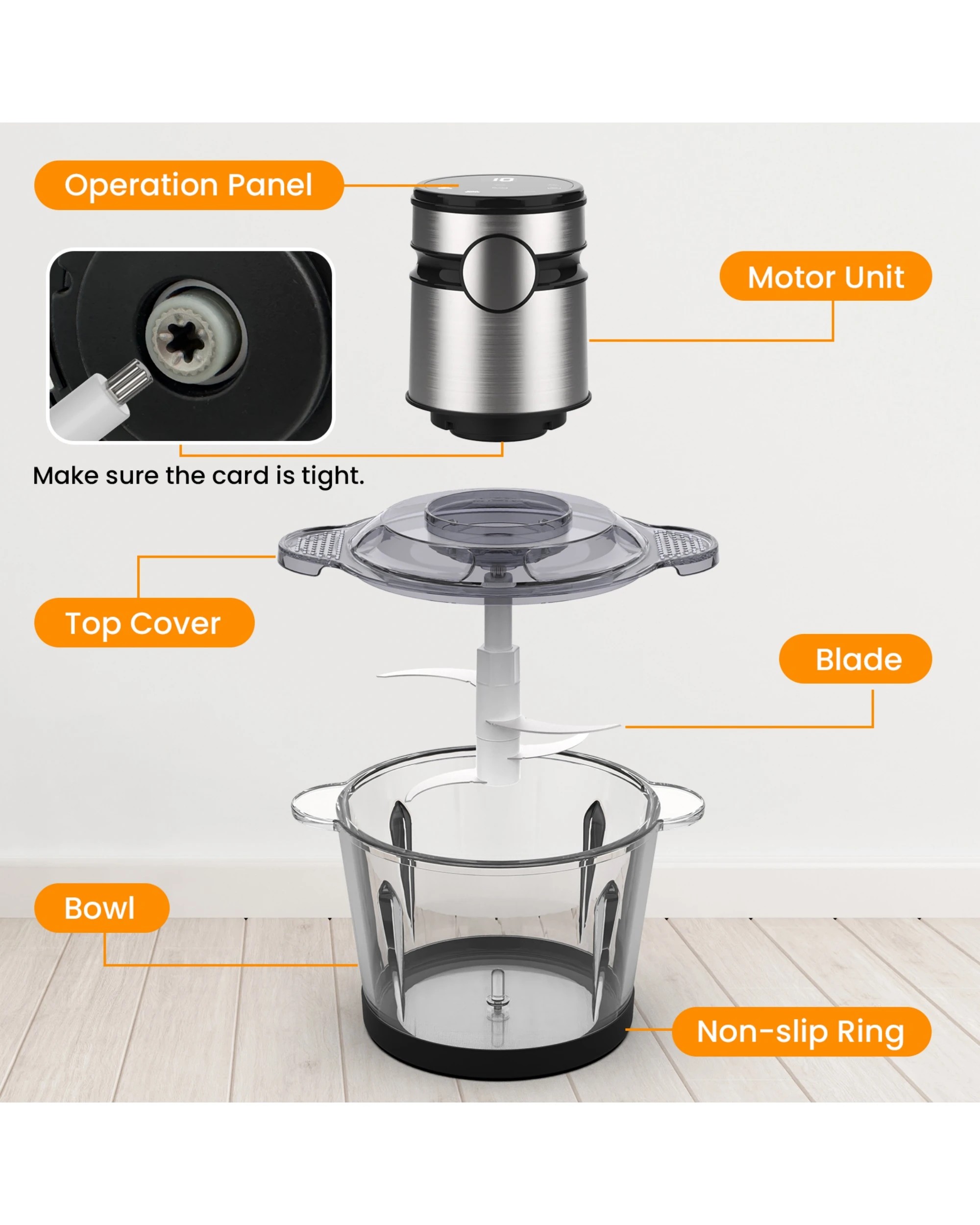 7 Advwin Electric Chopper, 3l Food Processor With 4 Sharp Blades, 300w Meat Grinder For Veg/meat/egg, 7 of 9