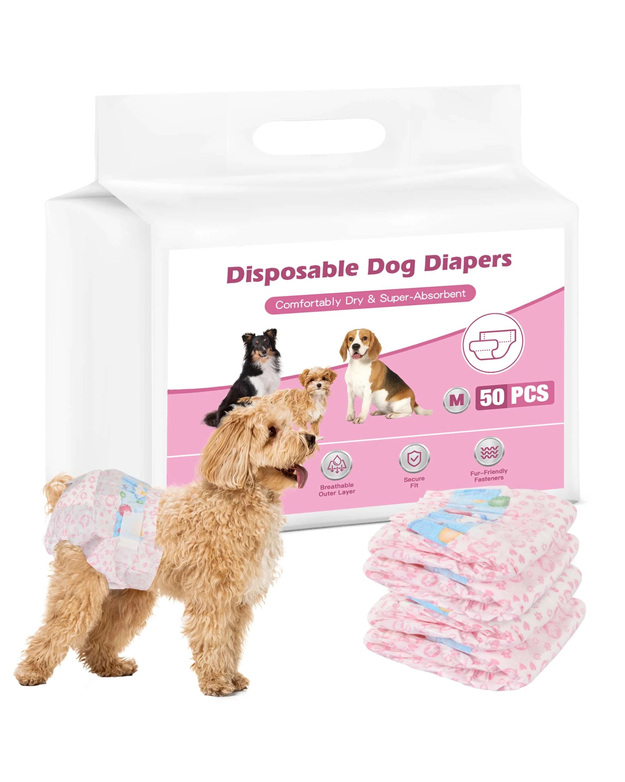 1 Advwin 50 Pack Female Dog Puppy Pet Diapers Dog Nappies, 1 of 8