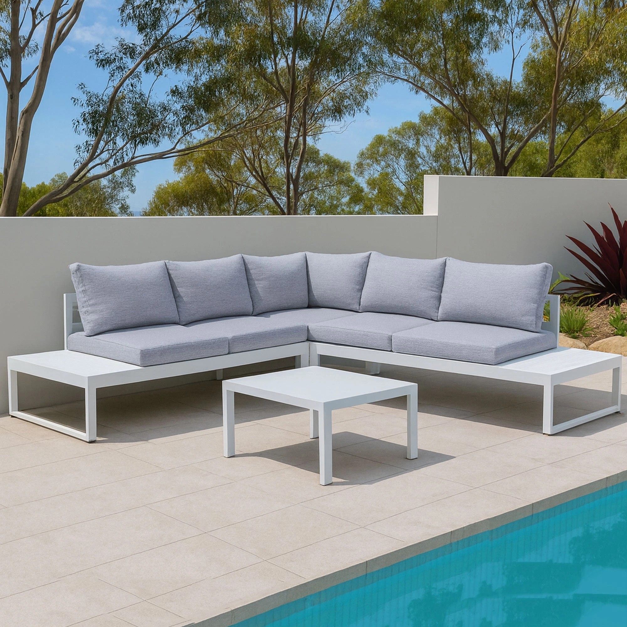 1 Moda Living Hampton Aluminium Outdoor Lounge Sofa Set - White, 1 of 9