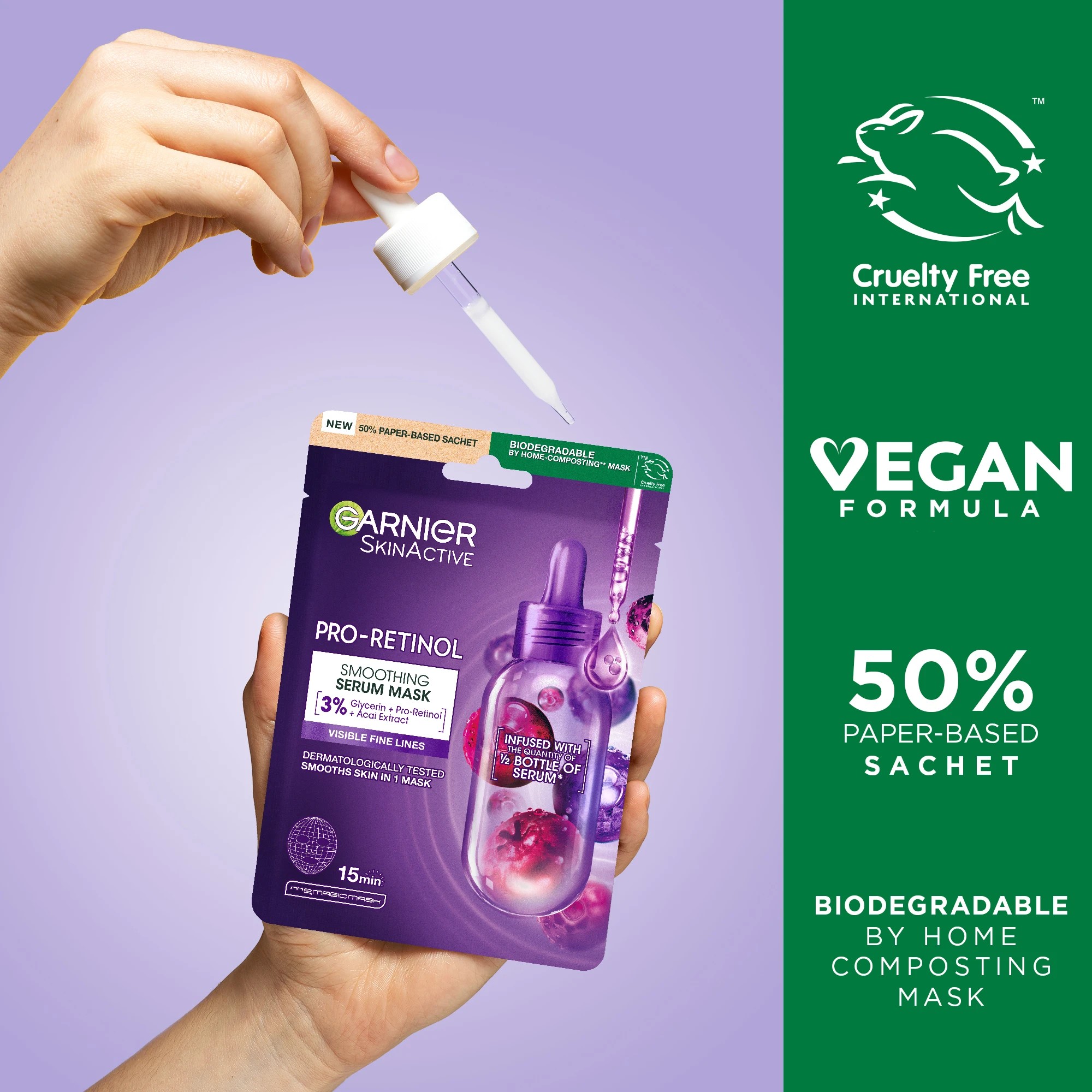 9 Garnier SkinActive Smoothing Serum Mask 28g - Glycerin, Pro-Retinol and Acai Extract, 9 of 9