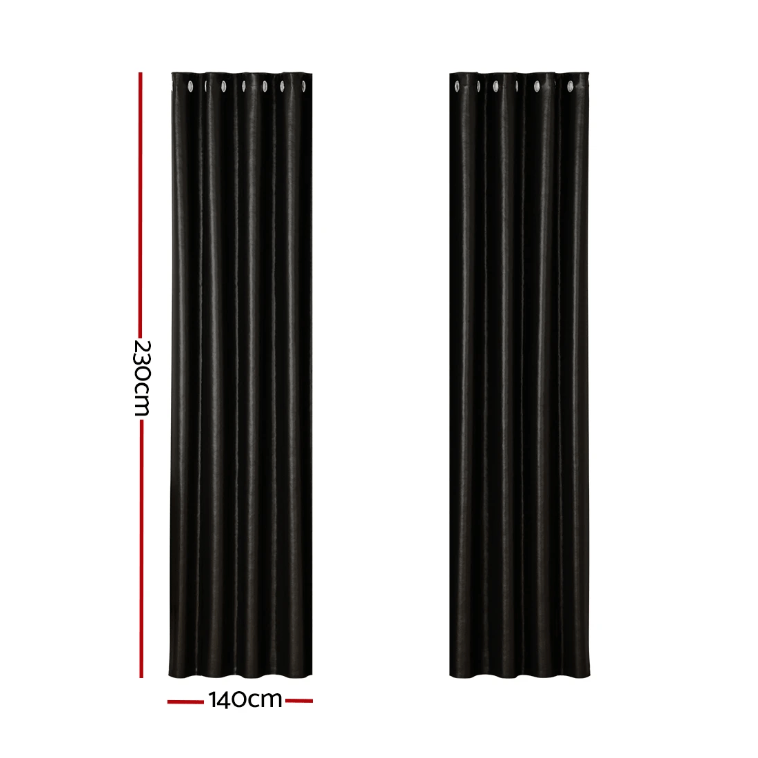 2 Artiss 2X Blockout Curtains Eyelet 140x230cm Shine - Black, 2 of 6