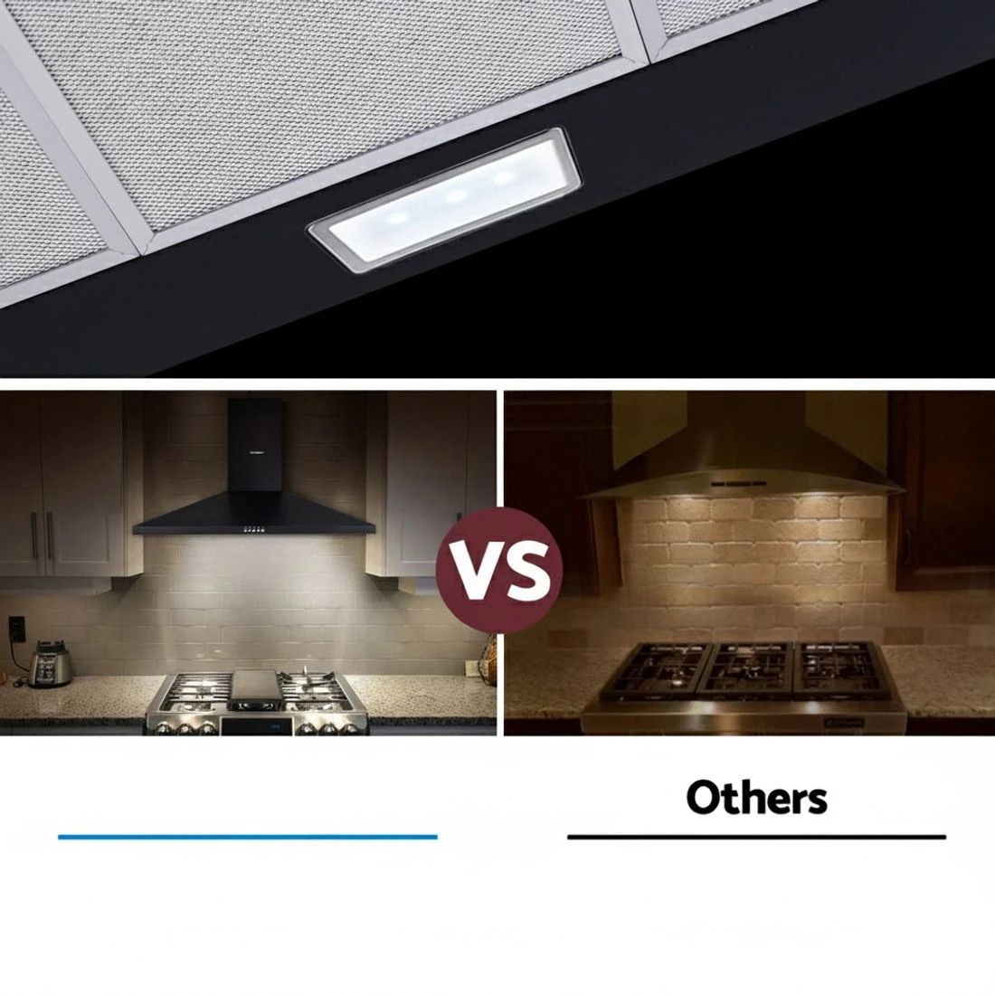 8 Devanti 900mm Range Hood 90cm Rangehood - Black, 8 of 9