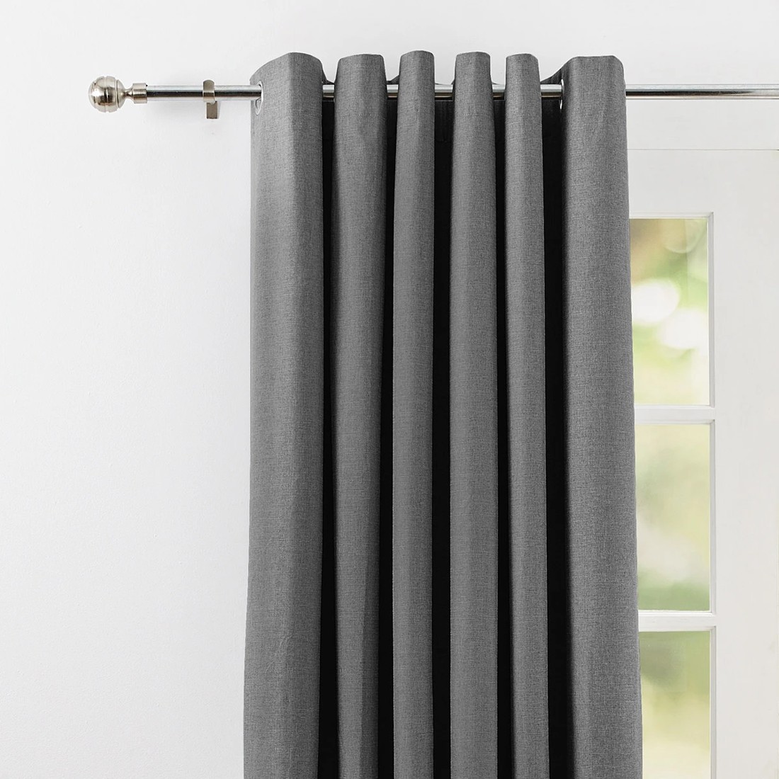 2 Monaco Double Width Eyelet Block Out Curtain - Pepper - 240cm x 213cm, 2 of 8