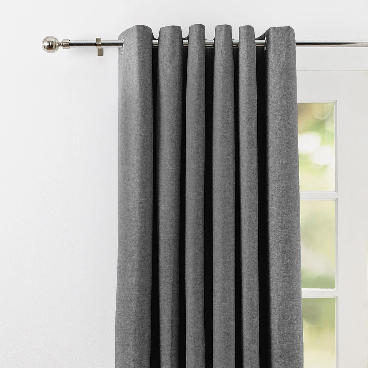 2 Monaco Double Width Eyelet Block Out Curtain - Pepper, 2 of 8