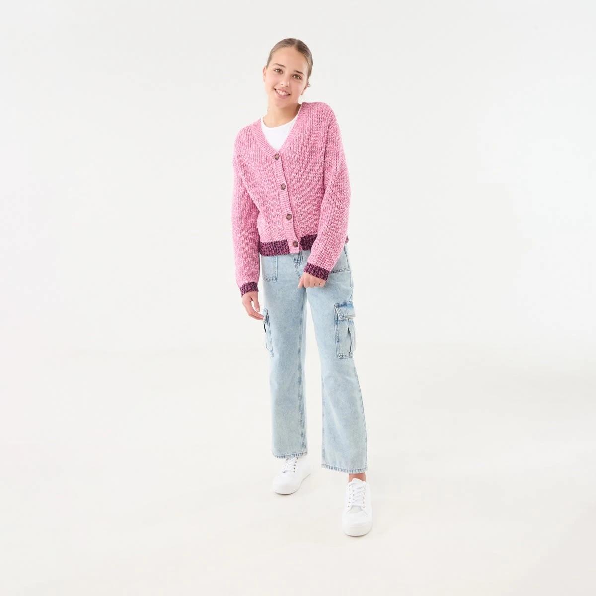 7 Button Through Cardigan Space Pink, 7 of 10