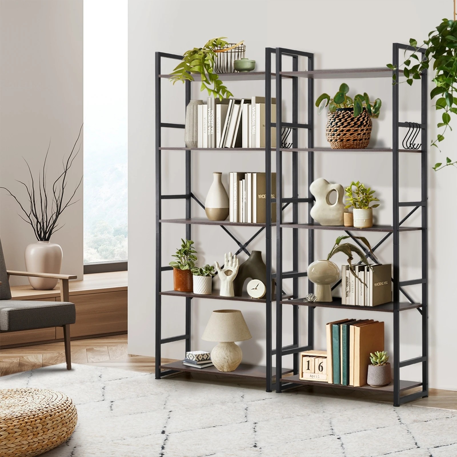 4 Oikiture Display Shelf 5-tier Shelves Bookshelf Storage Bookcase Stand Rack 60cm
 - Multi, 4 of 9