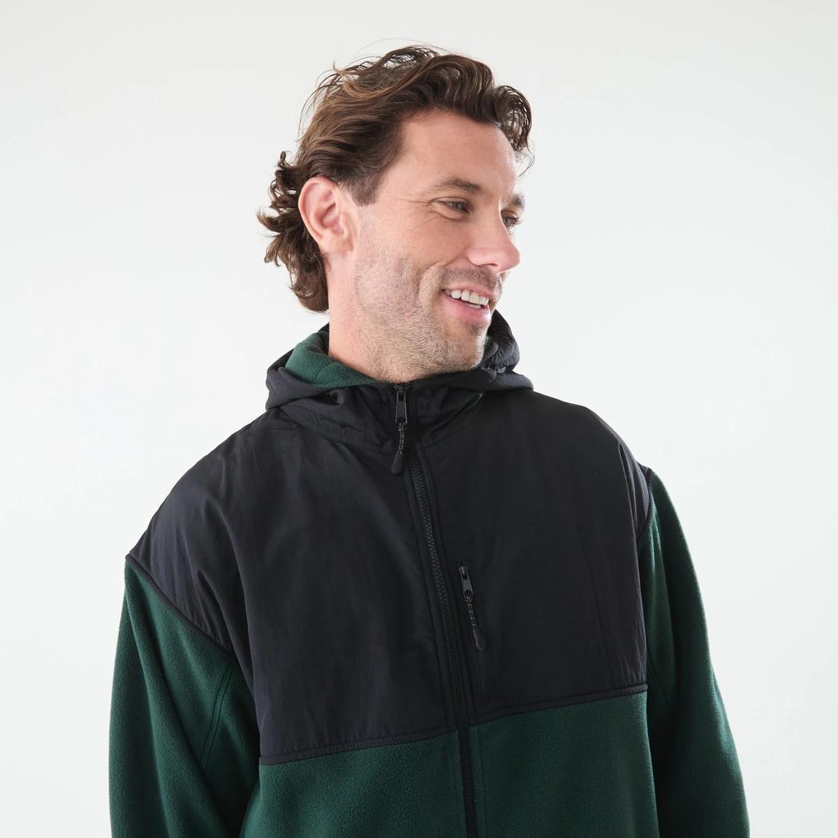 5 Active Mens Polar Fleece Full Zip Hoodie Hunt Green, 5 of 6