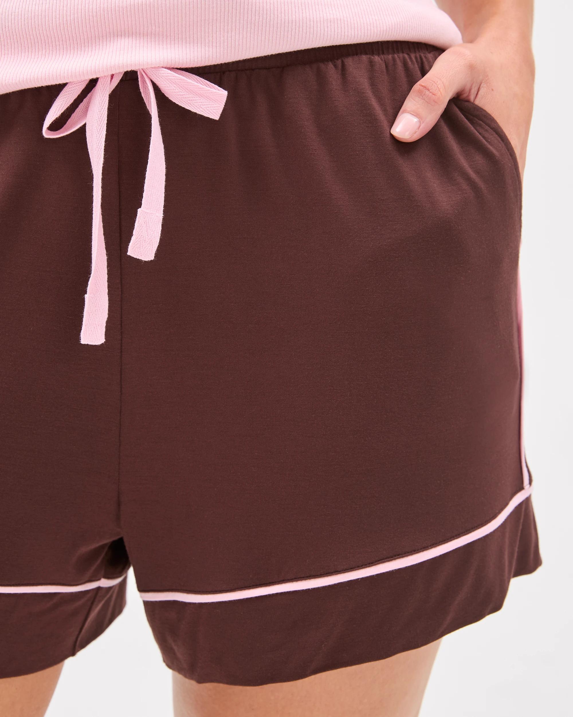 6 Target Woman Bamboo Blend Sleep Shorts SIDE STRIPE CHOCOLATE, 6 of 7