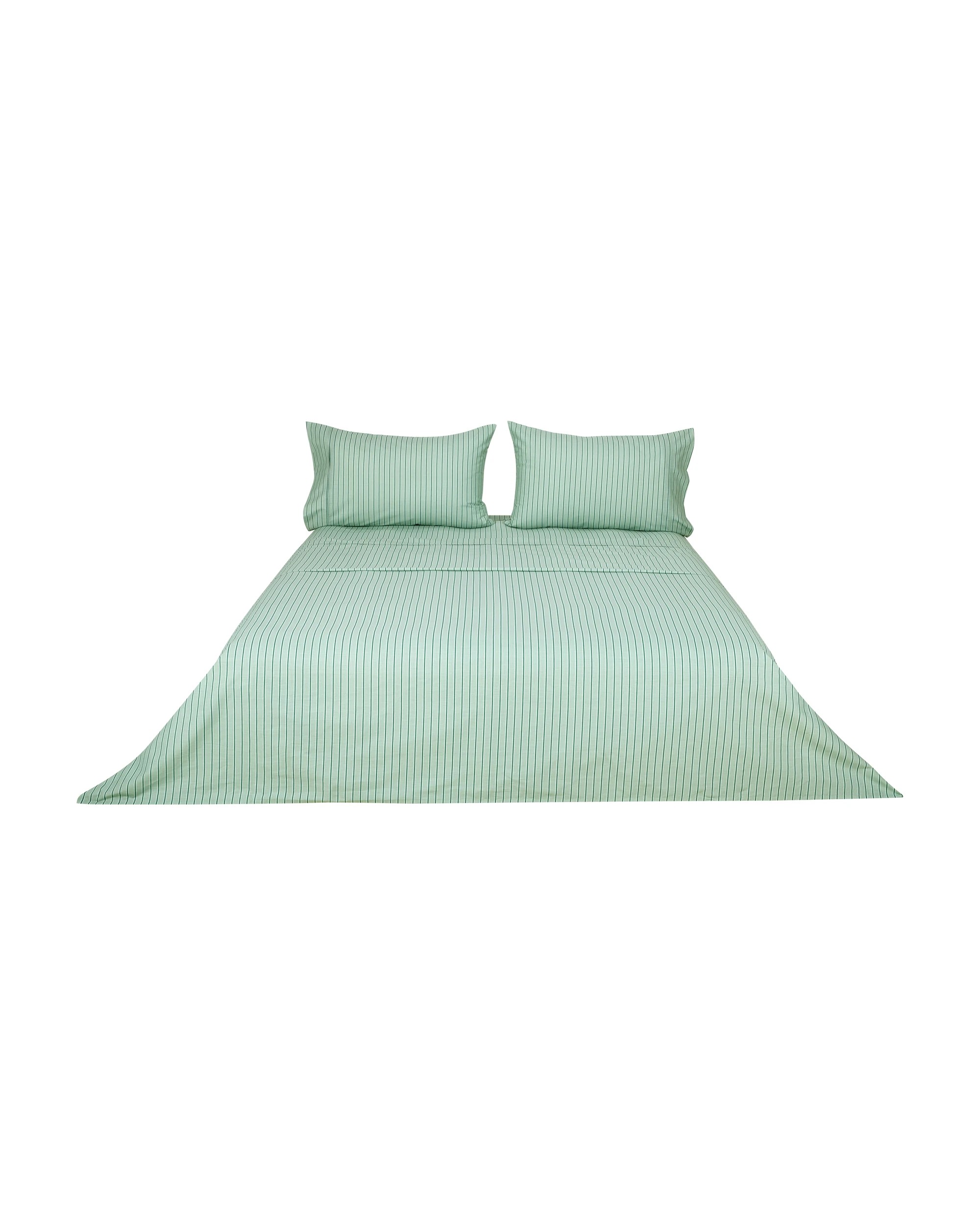 6 250 Thread Count Cotton Stripe Sheet Set - Queen Bed, Sage, 6 of 7