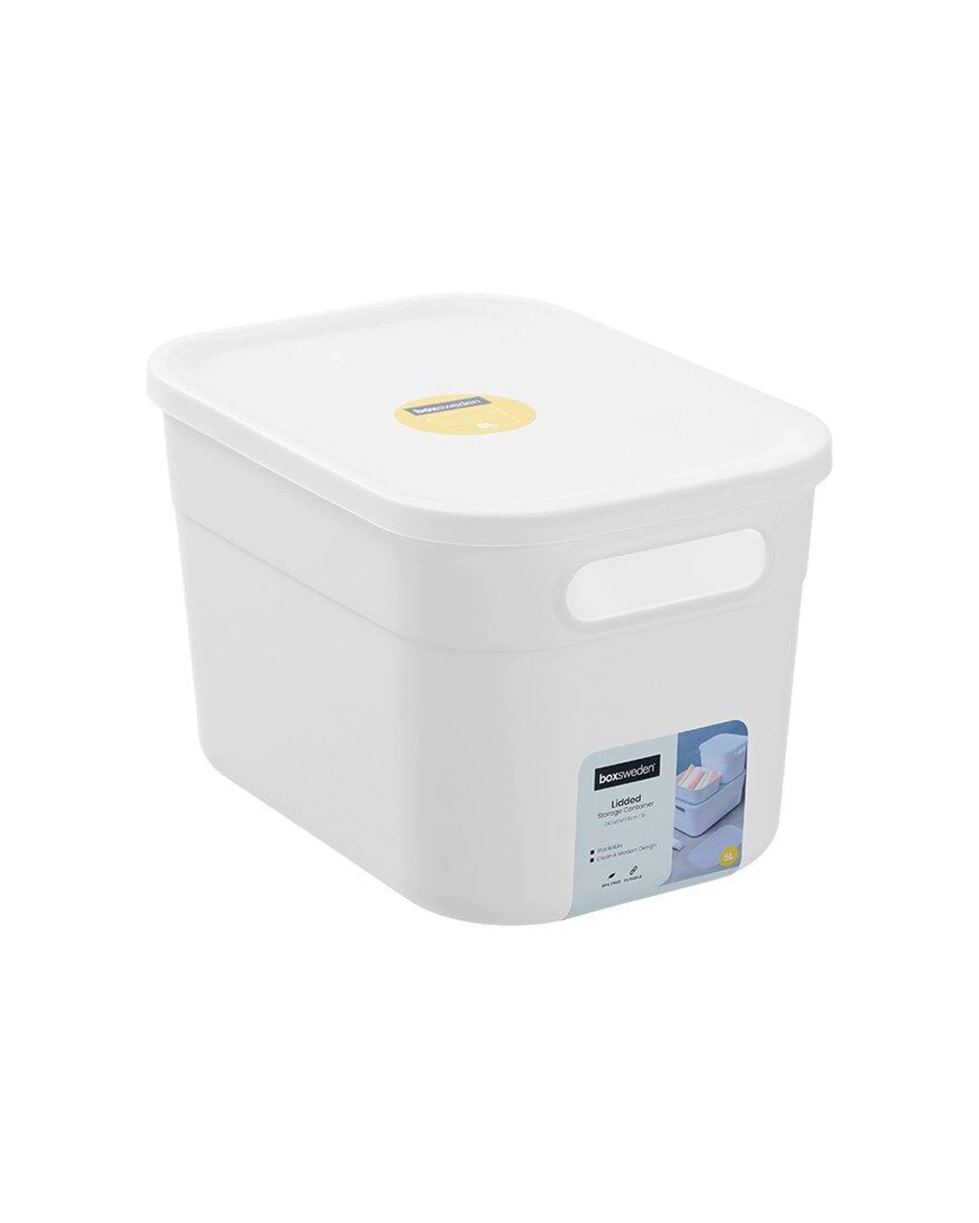 1 Boxsweden Stackable Durable Storage Container With Lid 24.5cm 5L.
 - white, 1 of 5