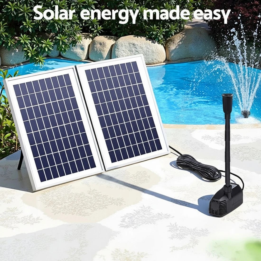 4 Gardeon Solar Pond Pump Submersible Water Fountain Kit with 2 Panels 1600L/H - Black - Black, 4 of 8