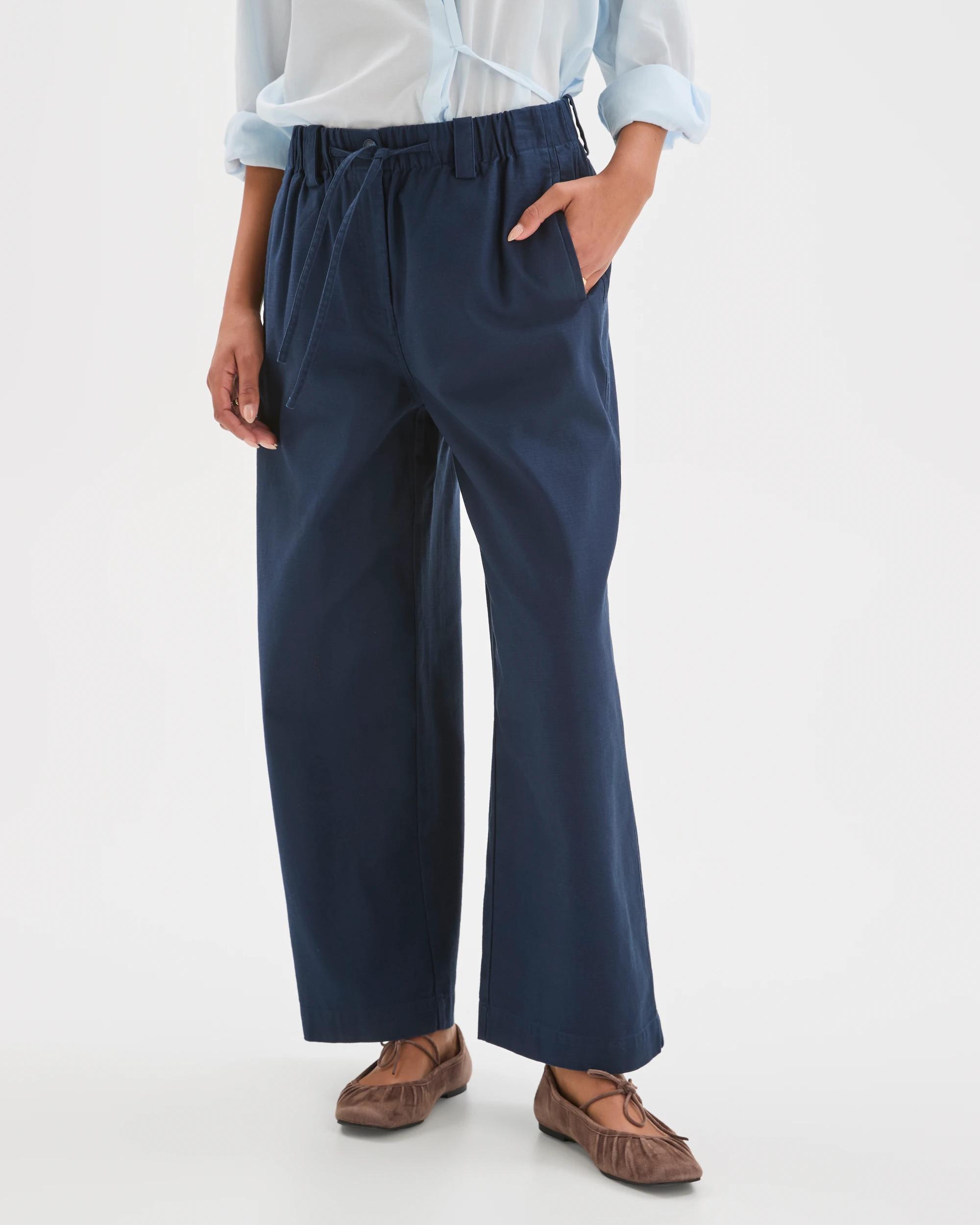3 Target Woman Australian Cotton Wide Leg Textured Pants INK NAVY, 3 of 6