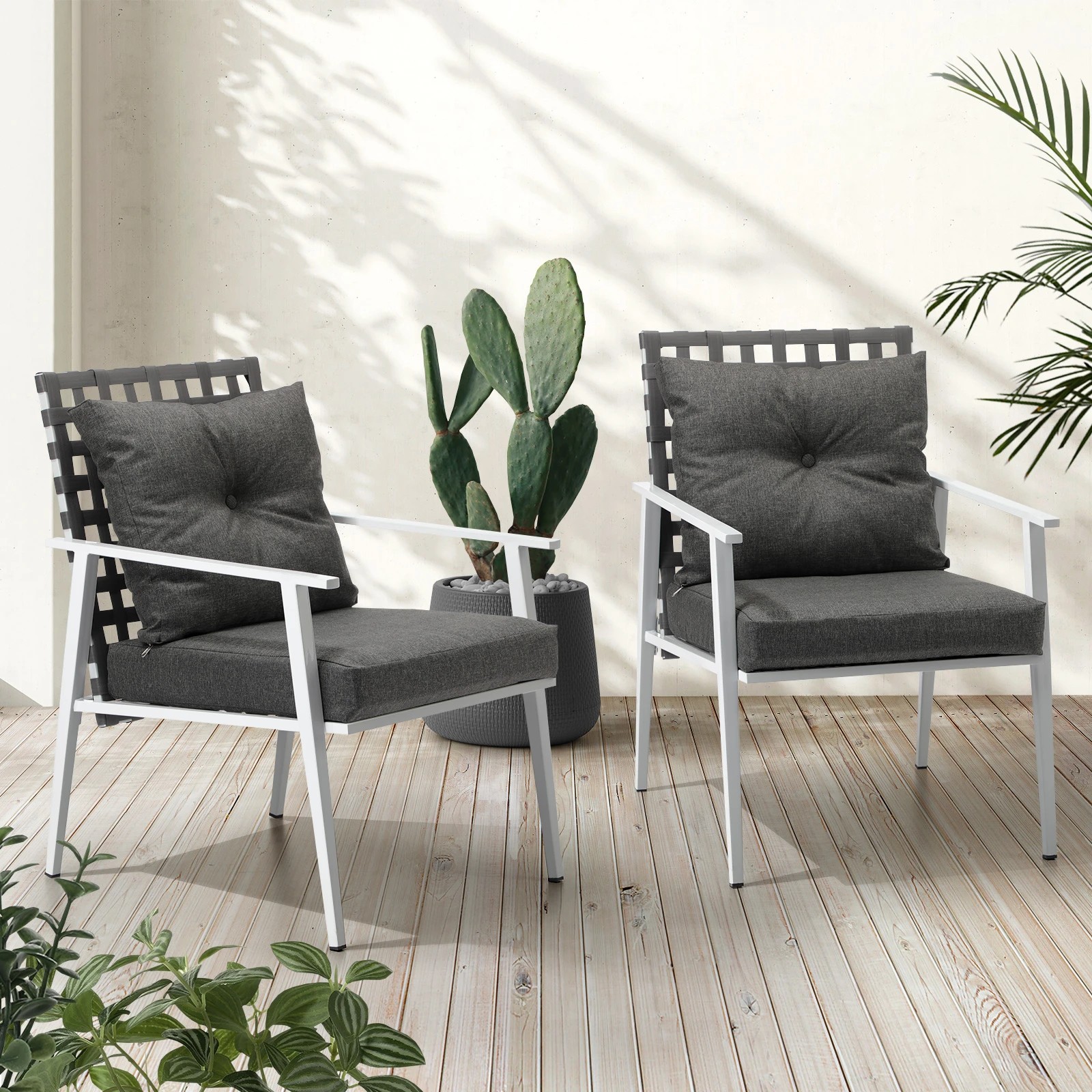 3 Livsip Outdoor Rattan Chairs Setting Garden Patio Lounge Armchair 2PCS - Multi, 3 of 9