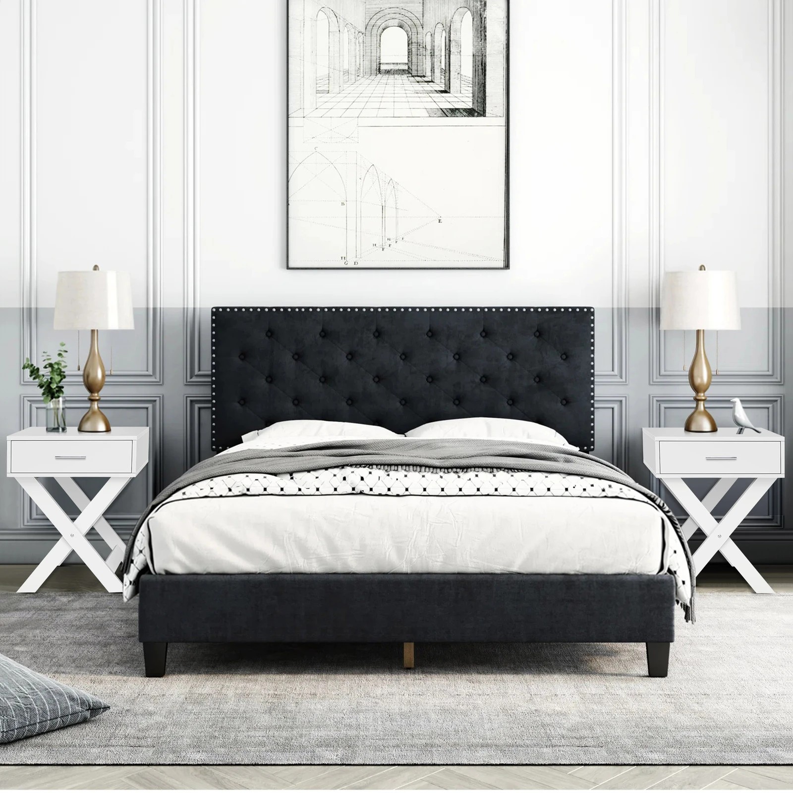 3 Alfordson 2x Bedside Table French Country Nightstand - White, 3 of 10