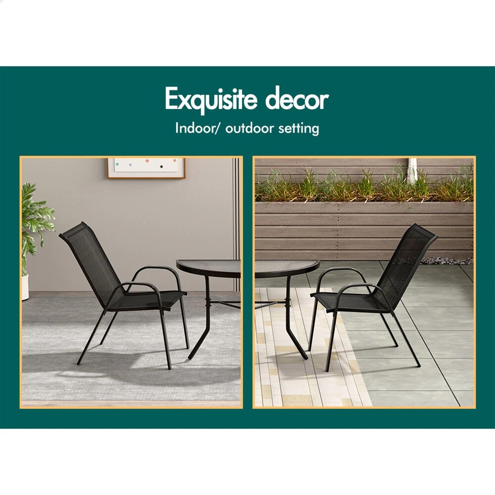 9 Alfordson 3PCS Outdoor Furniture Patio Table and Chairs Garden Bistro Set - Black, 9 of 10