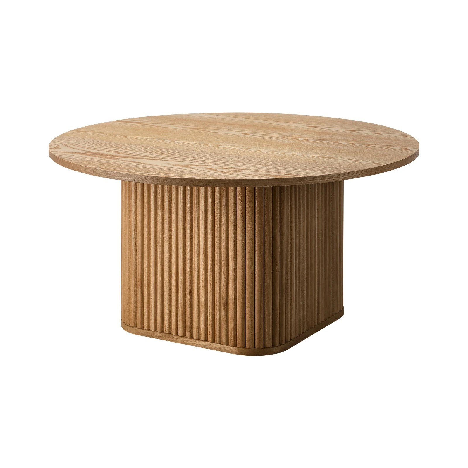 1 Oikiture Coffee Table Side End Tables Sofa Desk Round Wooden Furniture - Natural, 1 of 9