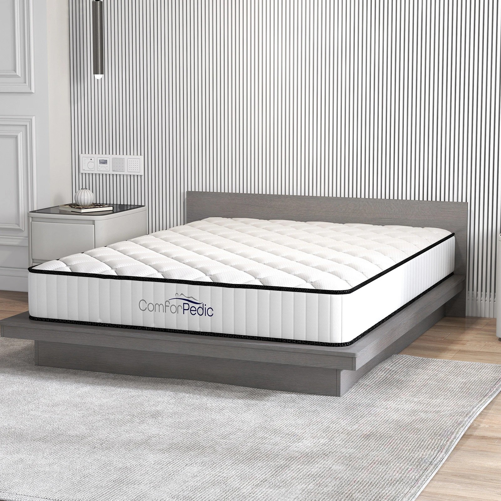1 Royal Comfort Mattress 5 Zone Medium Support Foam Bonnell Spring 21CM - Queen Bed - White, 1 of 7