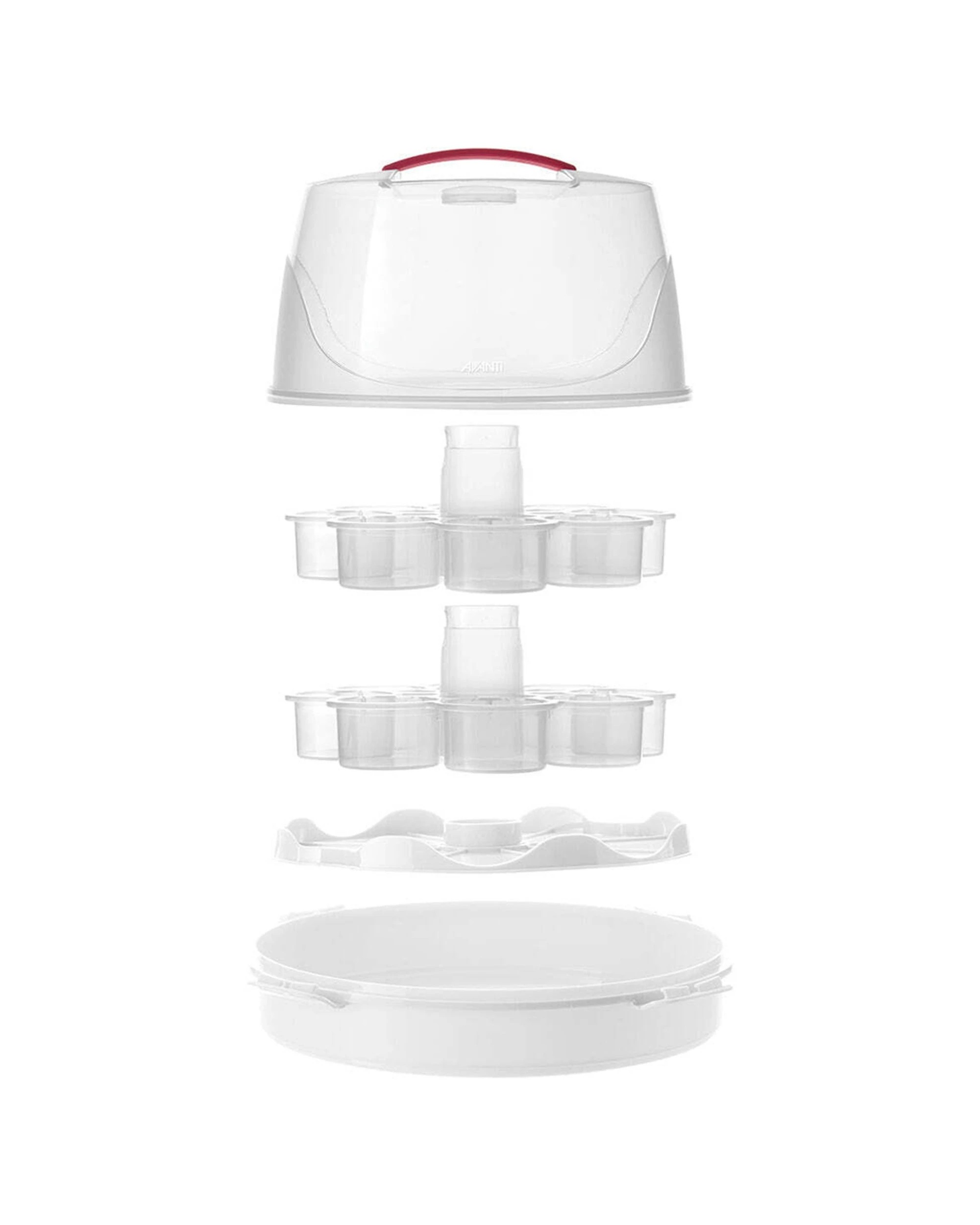 2 Avanti 2-tier 16 Cupcake Carrier 26cm Removable Tiers Secure Lock Top Handle - White, 2 of 2