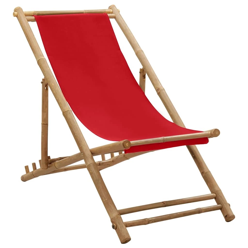 1 vidaXL Deck chair Foldable - Red, 1 of 9