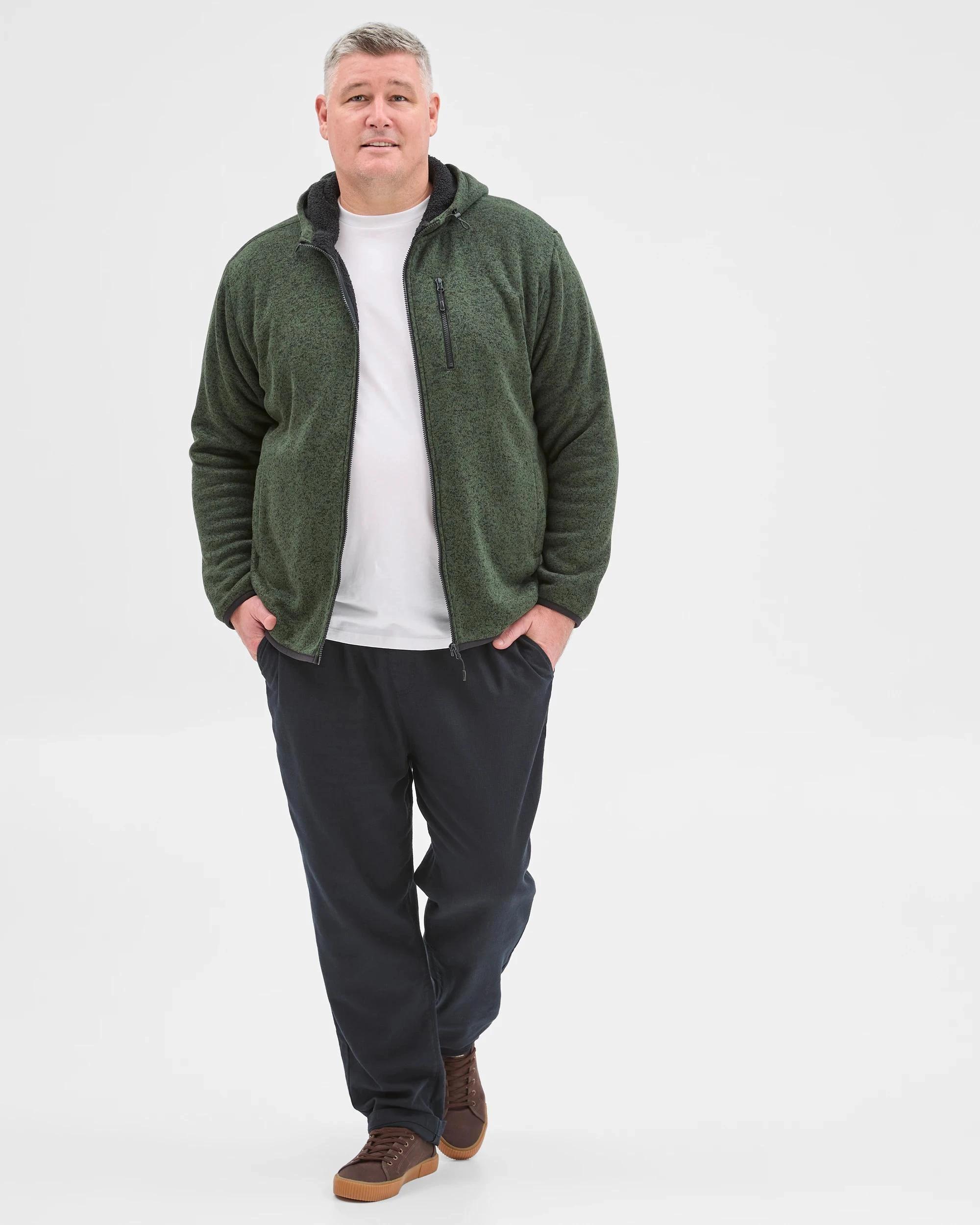 1 Target Man Plus Size Teddy Zip Through Fleece Hoodie GREEN, 1 of 6