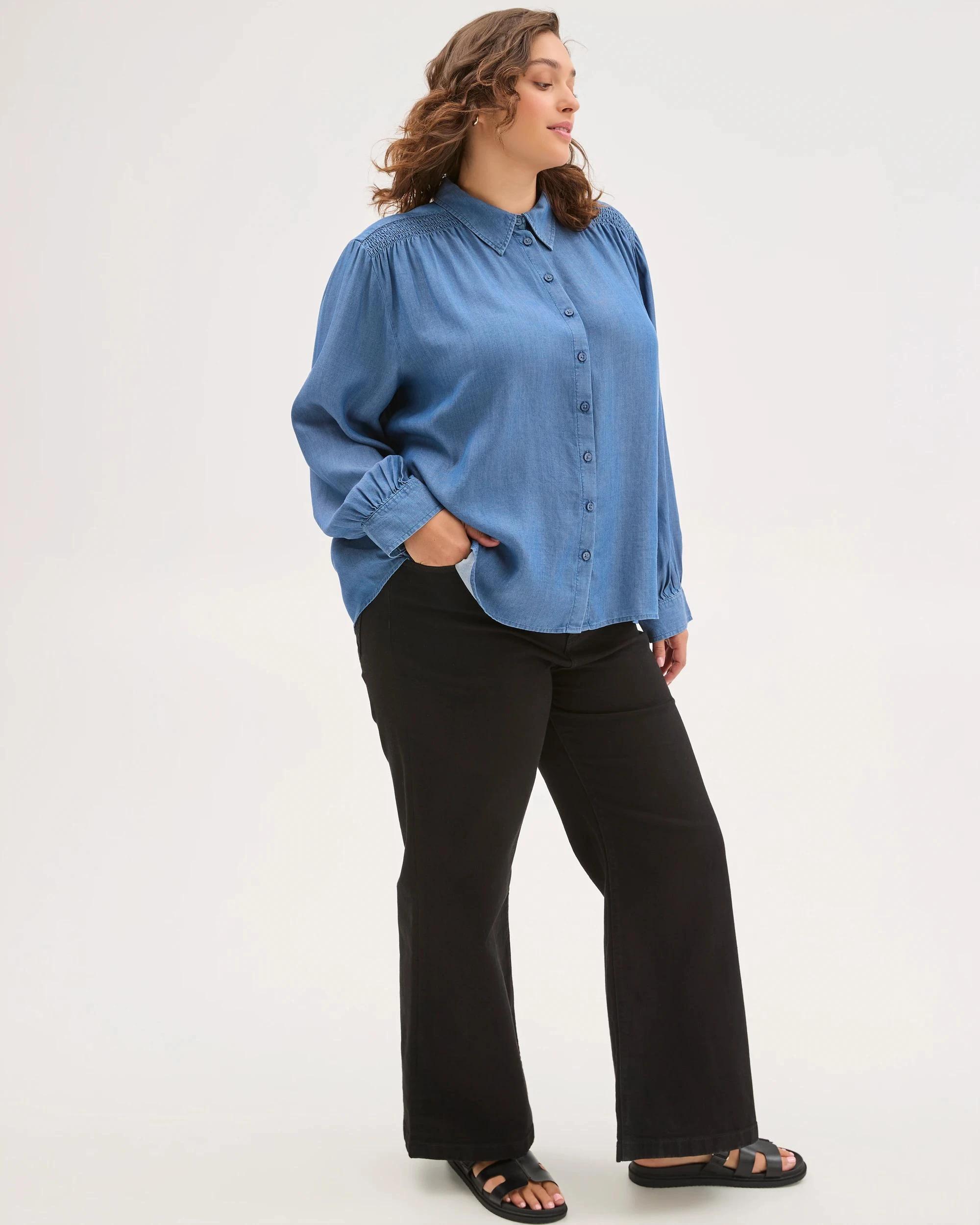 4 Target Curve Plus Size Chambray Shirt VINTAGE WASH, 4 of 6