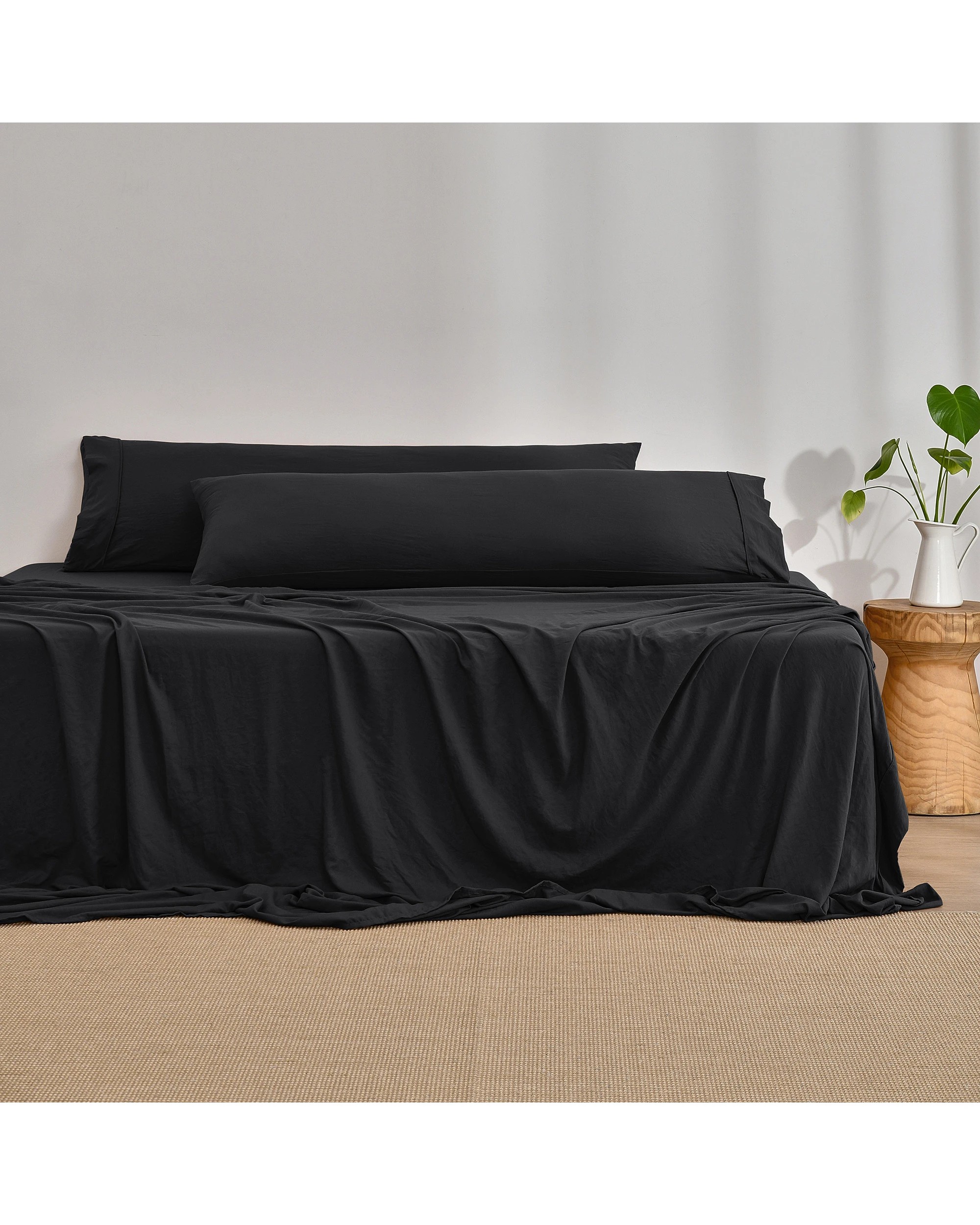 1 Dreamaker Superfine Washed Microfibre Body Pillowcase Twin Pack - Black, 1 of 5