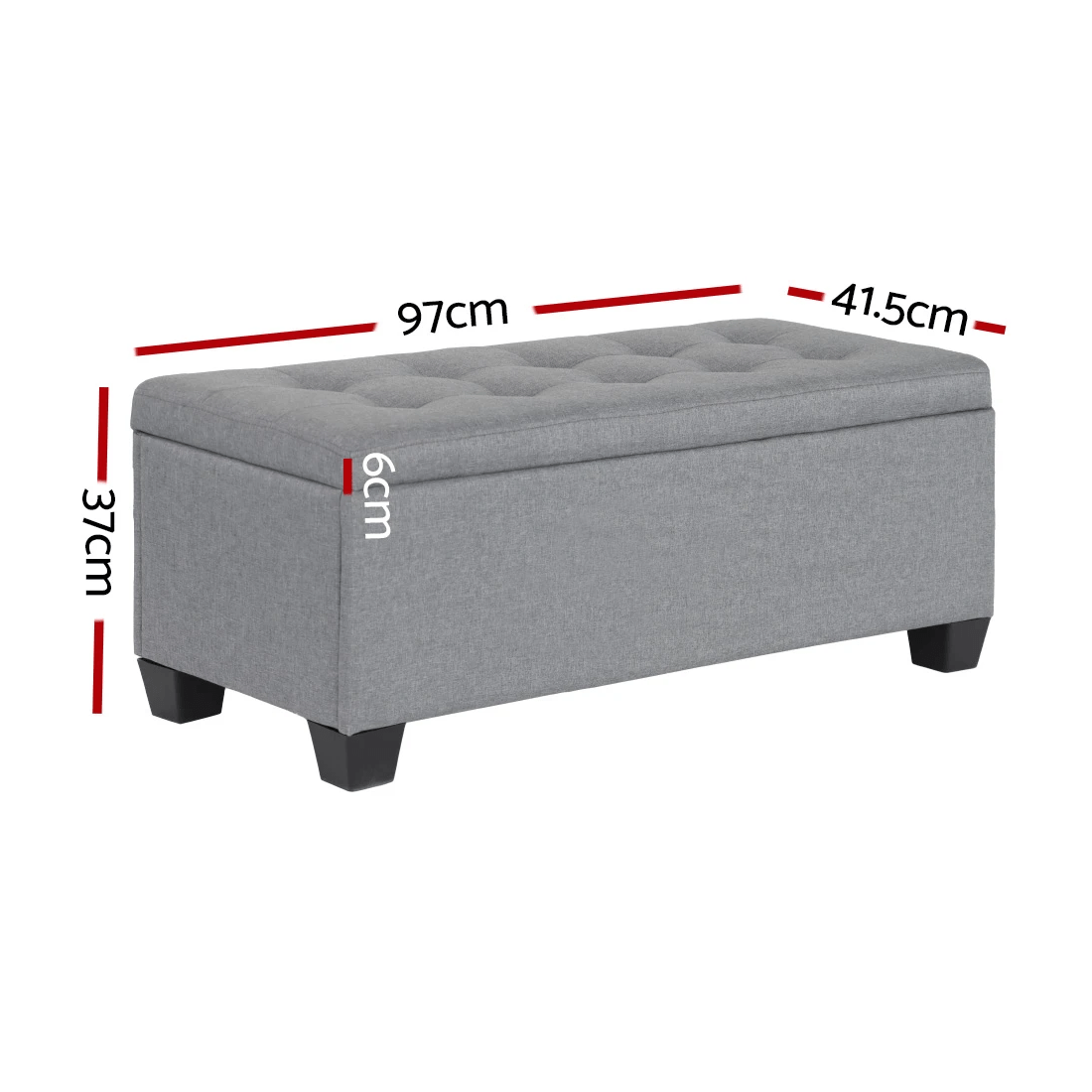 2 Artiss Storage Ottoman Blanket Box 97cm Linen - Grey, 2 of 7