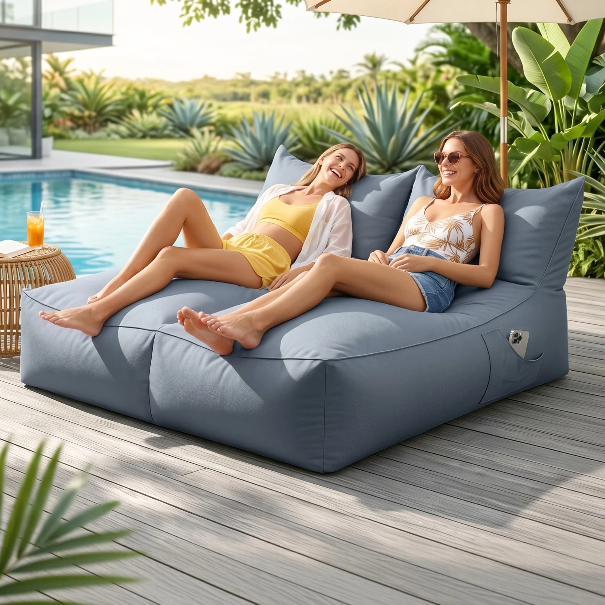 10 Artiss Outdoor Bean Bag Chair Cover No Filler 2 Seater Beanbag Lounge Cover Waterproof - Grey, 10 of 10