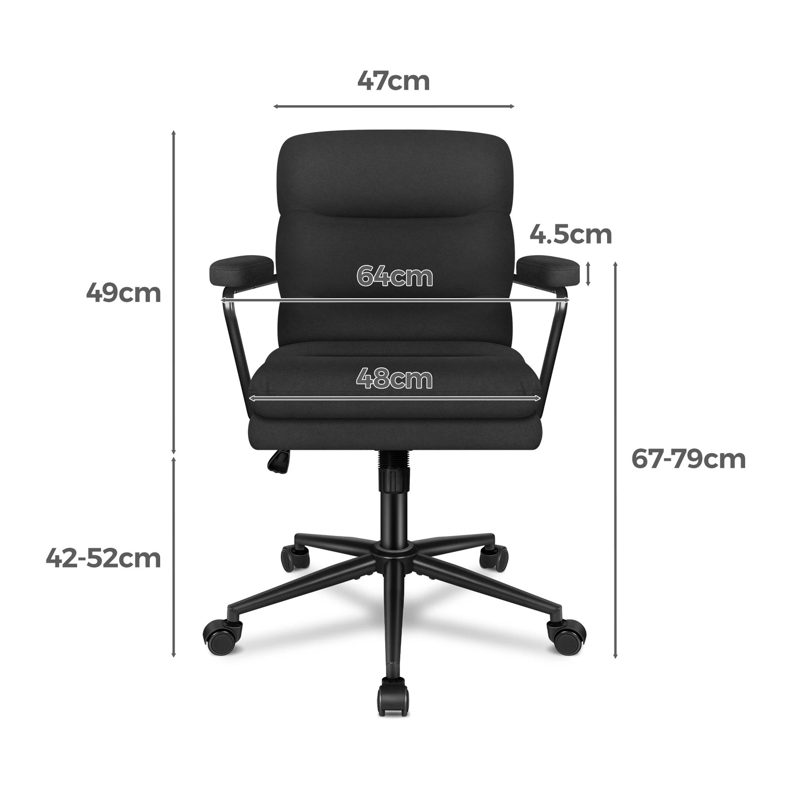 9 Alfordson Office Chair Ergonomic Executive Computer Work Seat Fabric - Black, 9 of 10