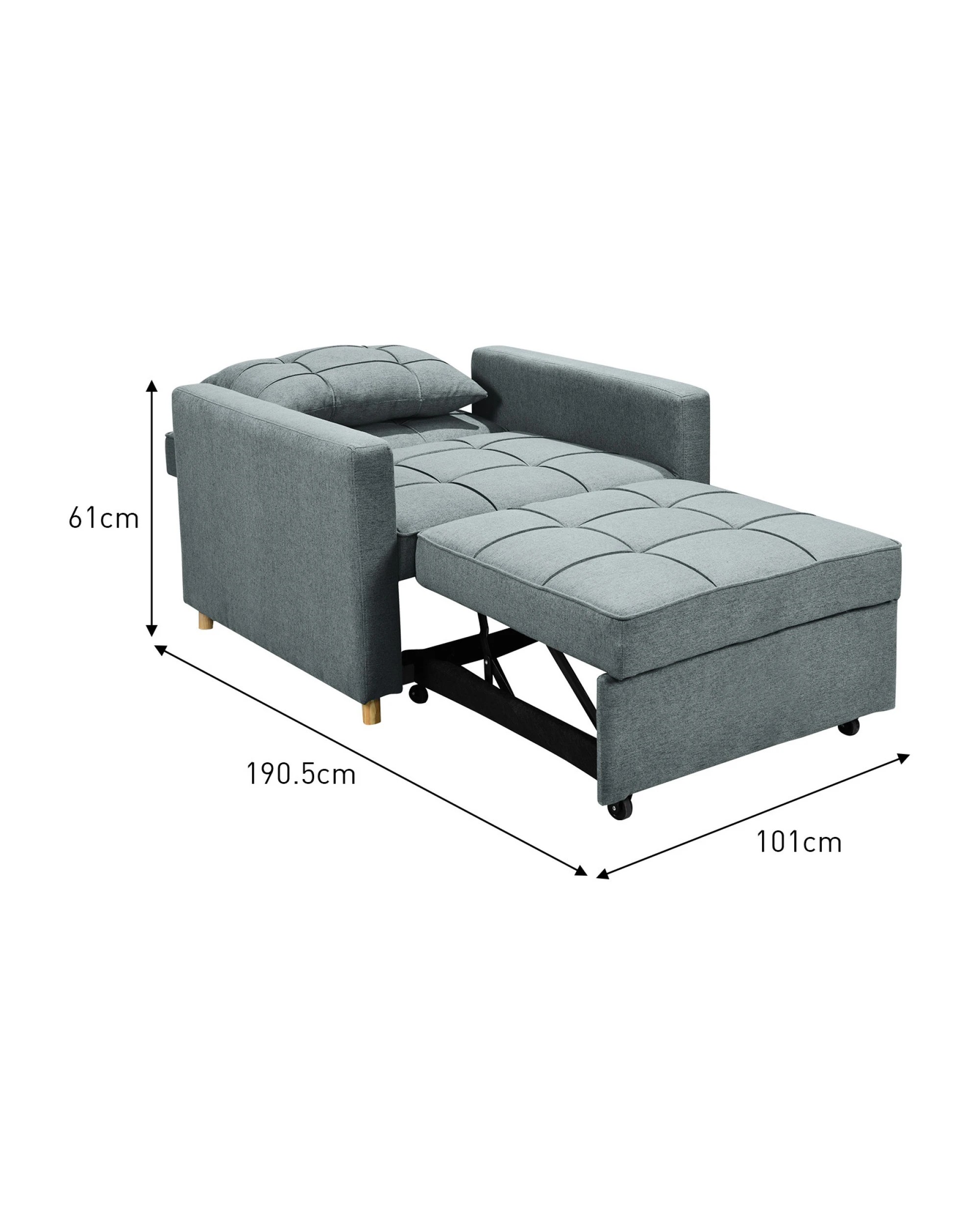 4 Suri 3-in-1 Convertible Sofa Chair Bed by Sarantino - Airforce Blue, 4 of 10