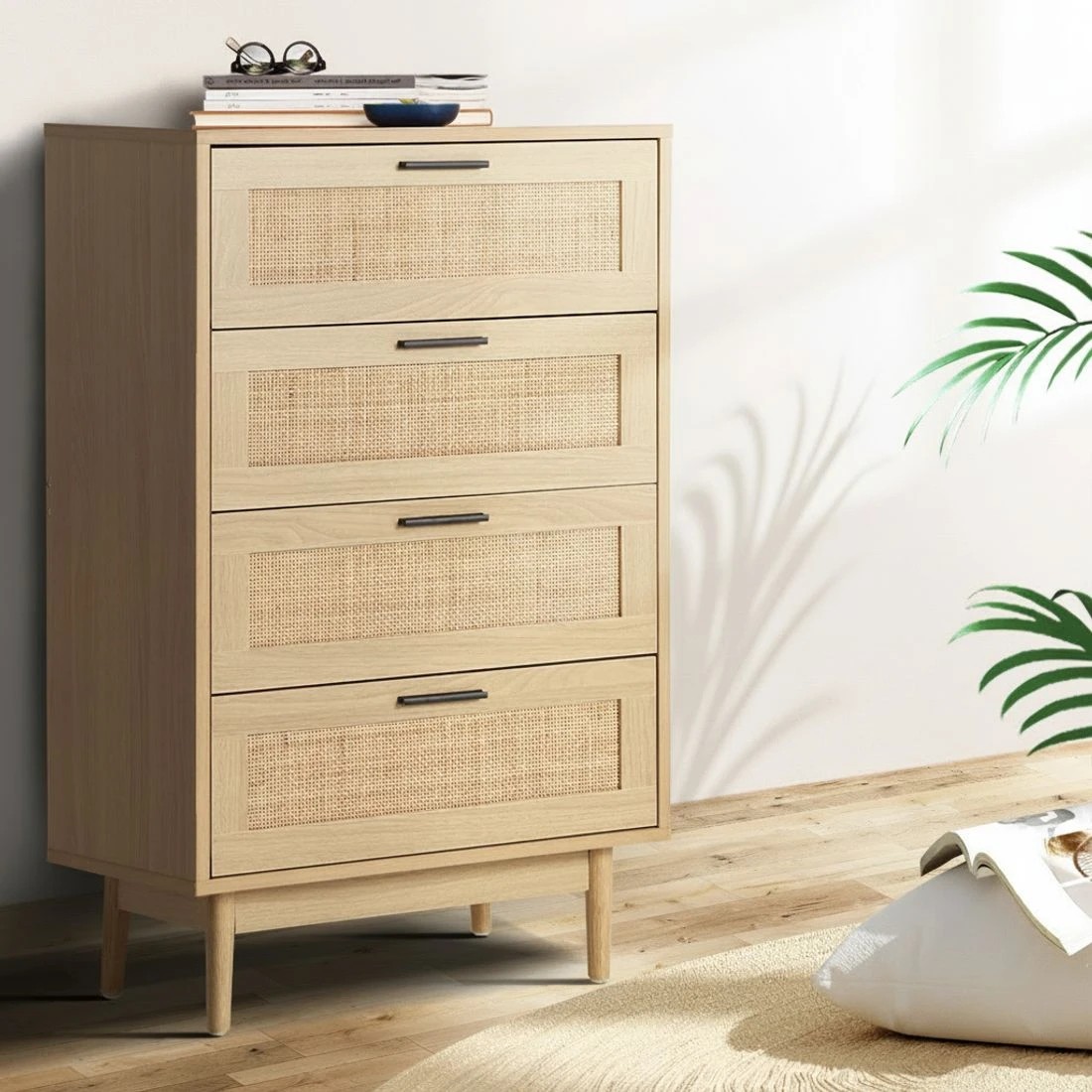 6 Artiss 4 Chest of Drawers Rattan Tallboy Pine - BRIONY - Natural, 6 of 7