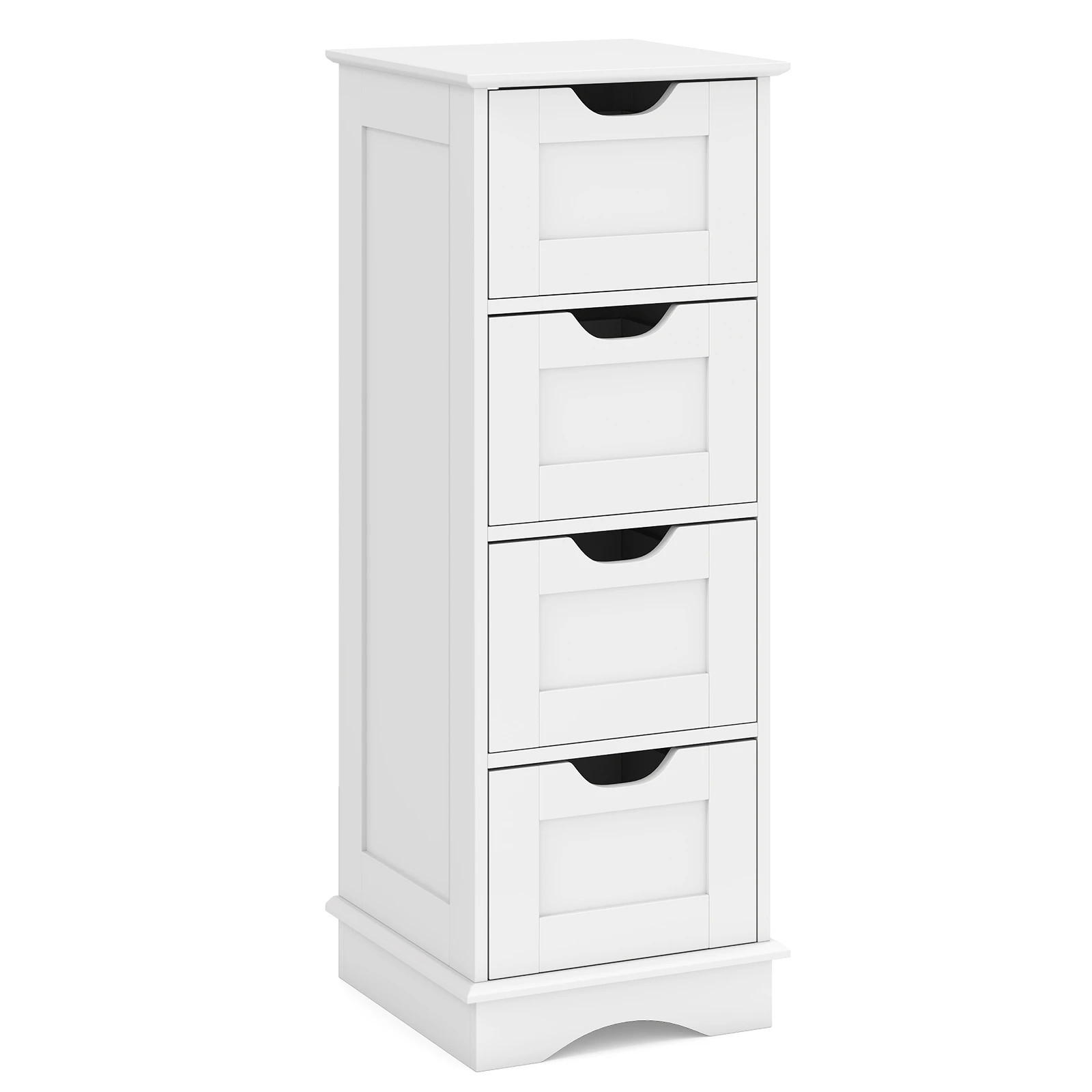 1 Costway 4 Drawers Bathroom Storage Cabinet Freestanding Floor Organizer - White, 1 of 5
