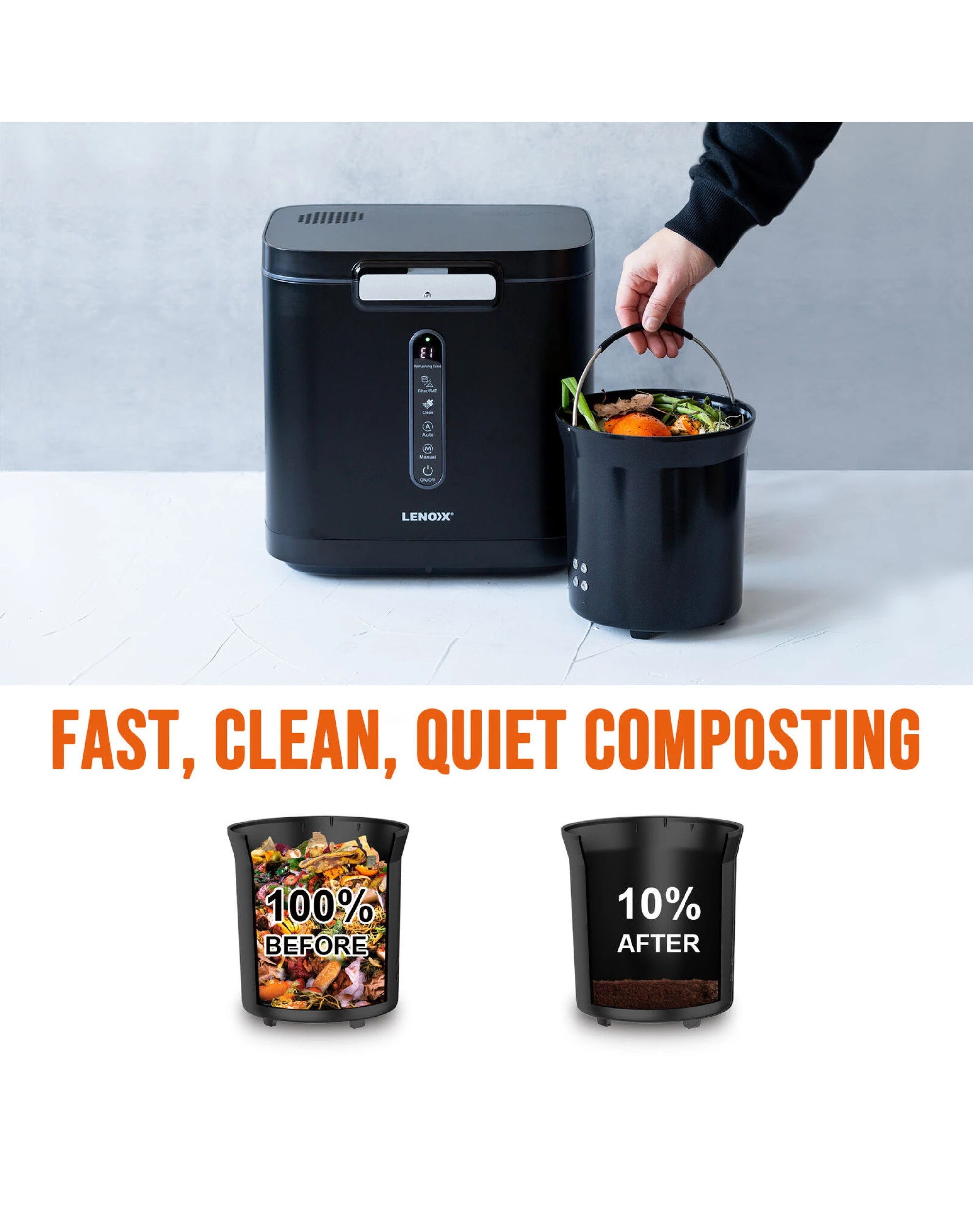 6 Healthy Choice Electric Food Waste Composter 3.8L Kitchen Countertop Bin with Fast 3-Hour Cycle, Odour Control, 6 of 7