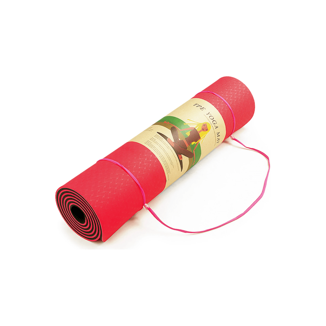 5 Powertrain 8mm Thick Yoga Exercise Mat Home Gym Pilates Fitness Dual Layer TPE - Red, 5 of 5