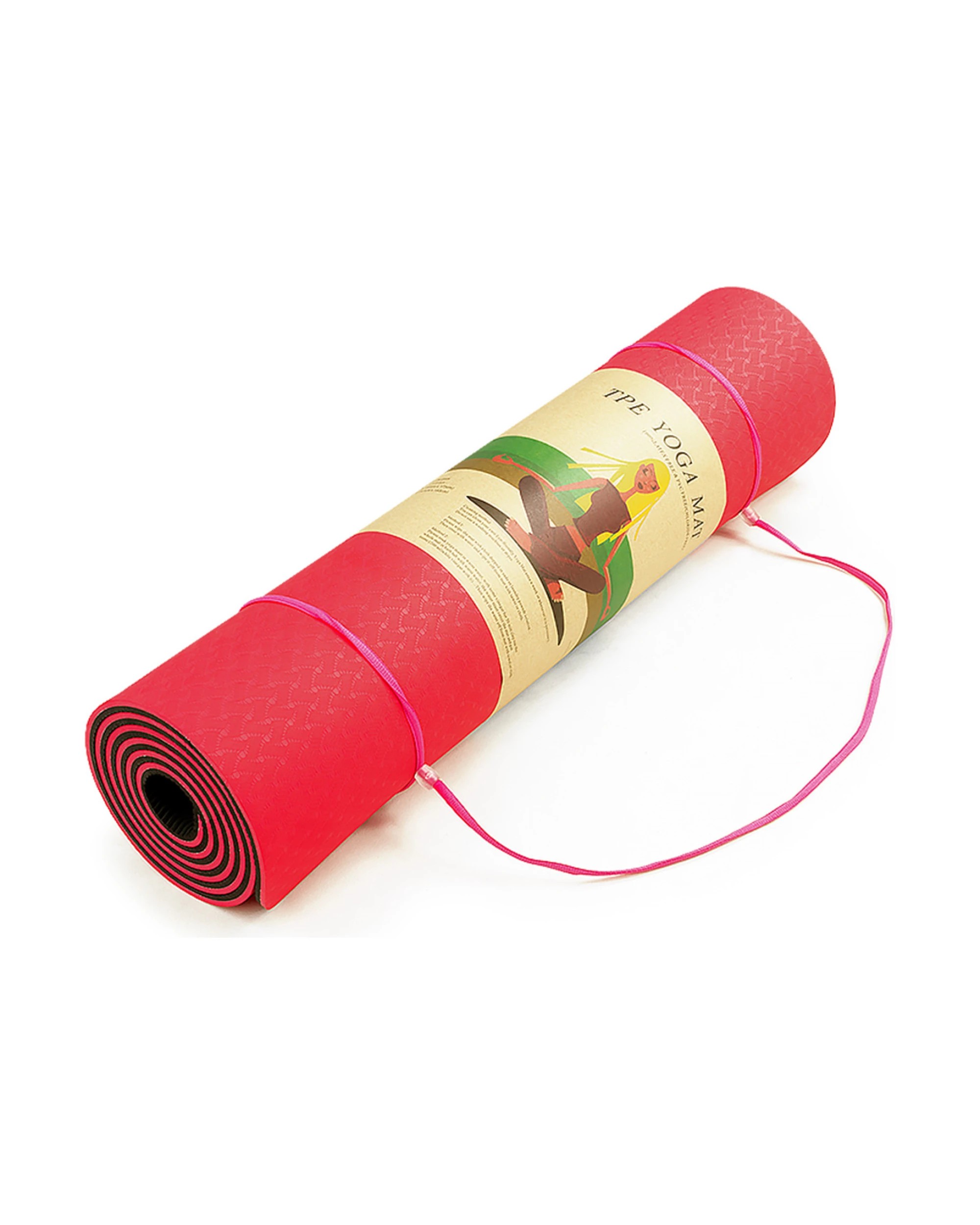 5 Powertrain 8mm Thick Yoga Exercise Mat Home Gym Pilates Fitness Dual Layer TPE - Red, 5 of 5