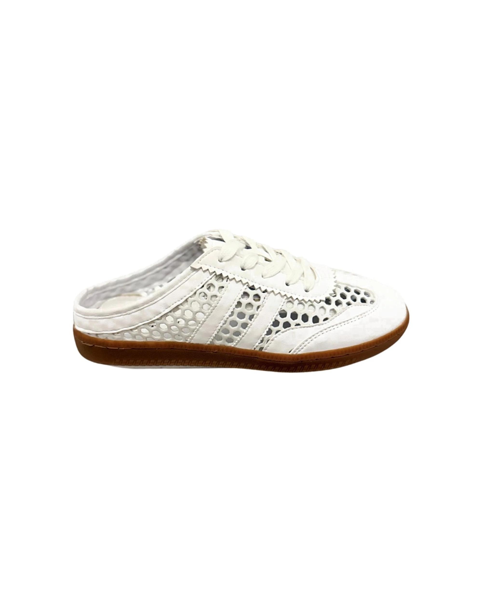 1 Human Shoes Becca Womens Backless Slip On Sneaker Gum Sole Pink WHITE, 1 of 3