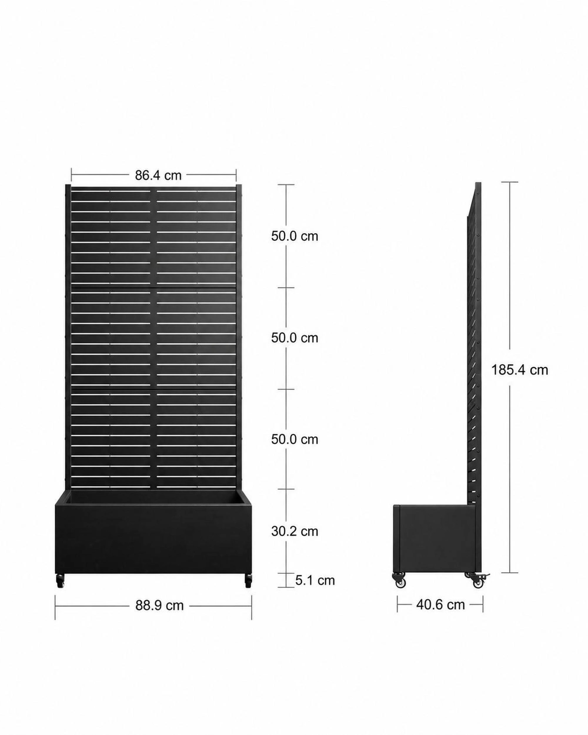 OAKORY 180cm Metal Planter Box with Privacy Screen and Lockable Wheels ...