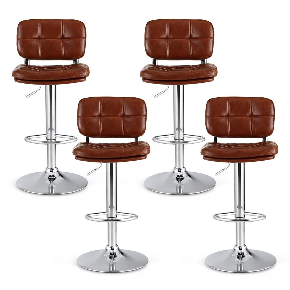 3 Artiss 4x Bar Stools Kitchen Swivel Gas Lift Counter Chair Tuft PU Leather - Multi, 3 of 6