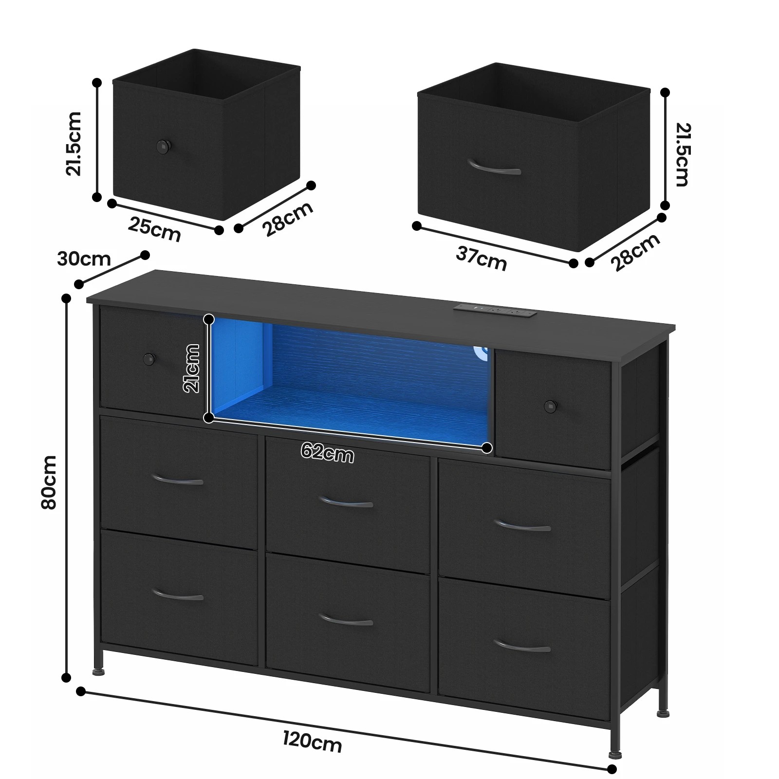 3 Advwin Chest Of 8 Drawers Storage Cabinet With Open Shelves
 - Black, 3 of 9