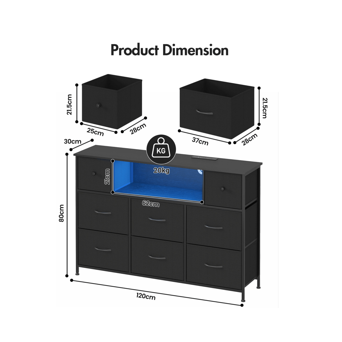 9 Advwin Chest Of 8 Drawers Storage Cabinet With Open Shelves
 - Black, 9 of 10