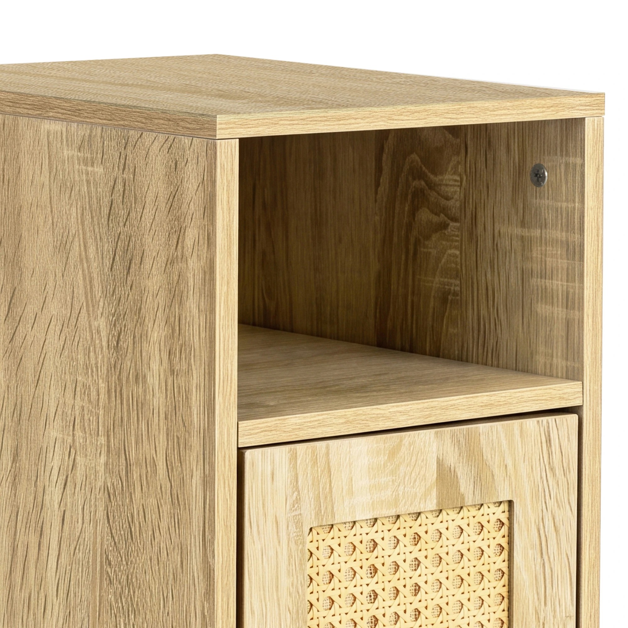 5 Levede Narrow Bedside Table 2 Pcs with Storage Boho Rattan Wood, 5 of 7
