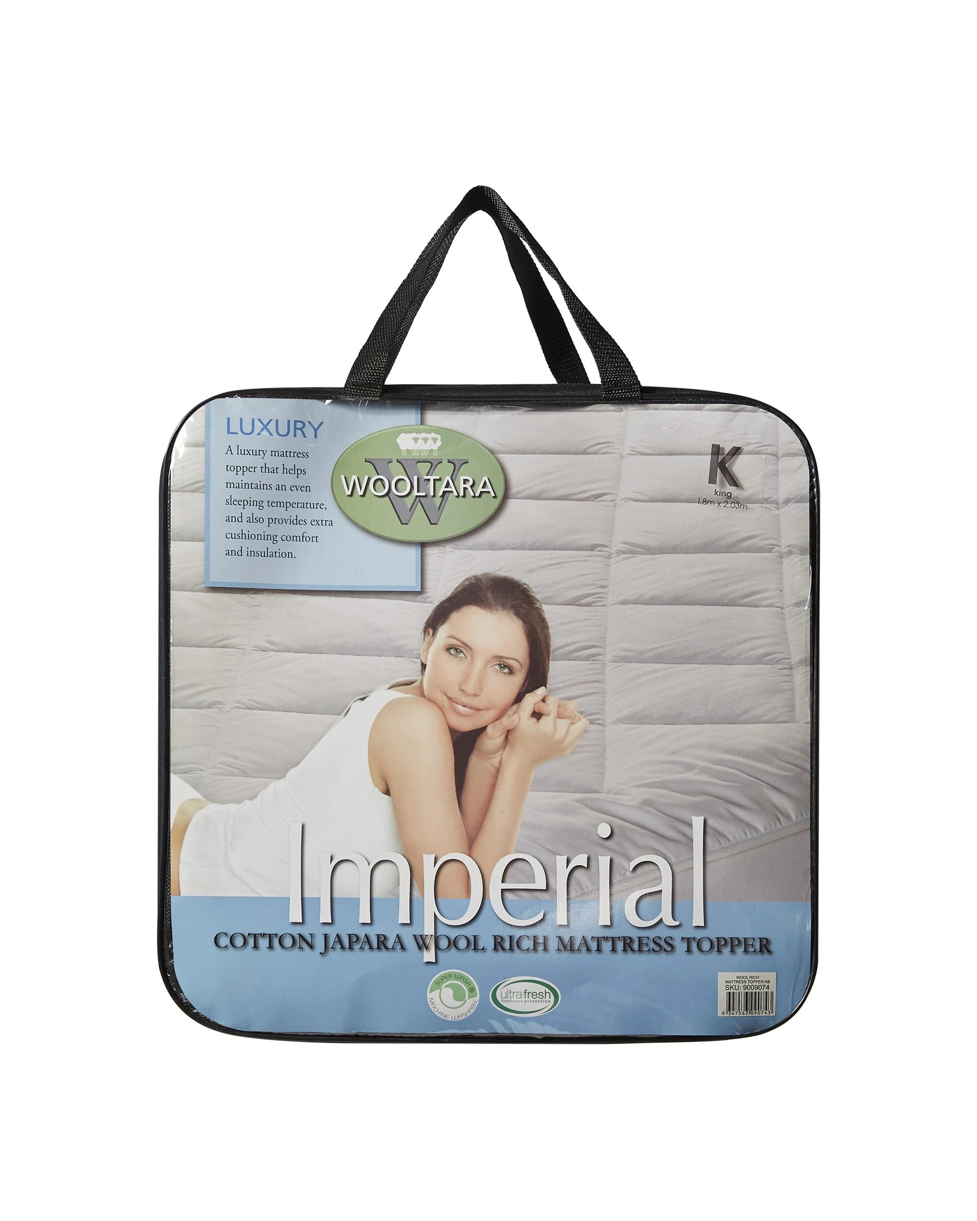 6 Wooltara Luxury Washable Cotton Japara Wool Rich Mattress Topper - Queen Bed - White, 6 of 7