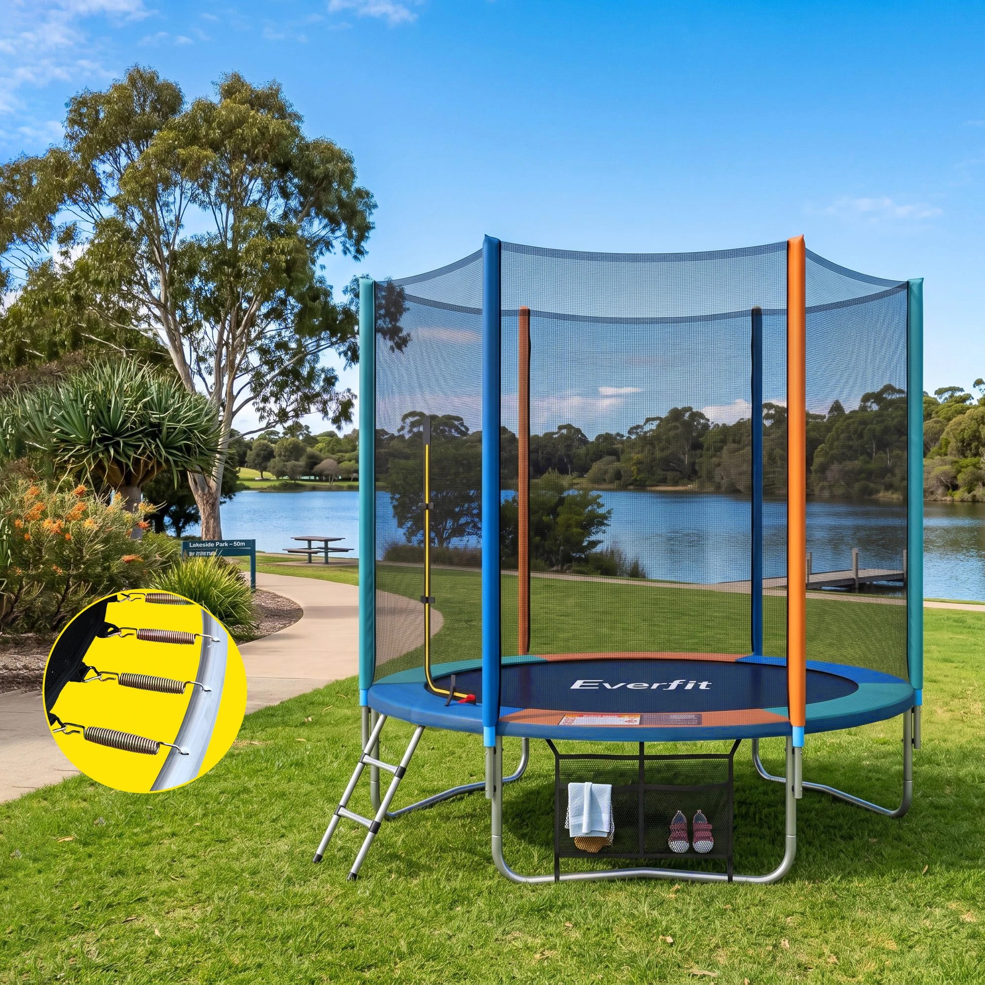 4 Everfit 6FT Kids Trampoline with Enclosure Net Storage Bag 60KG Capacity Outdoor Rebounder - Multi, 4 of 7