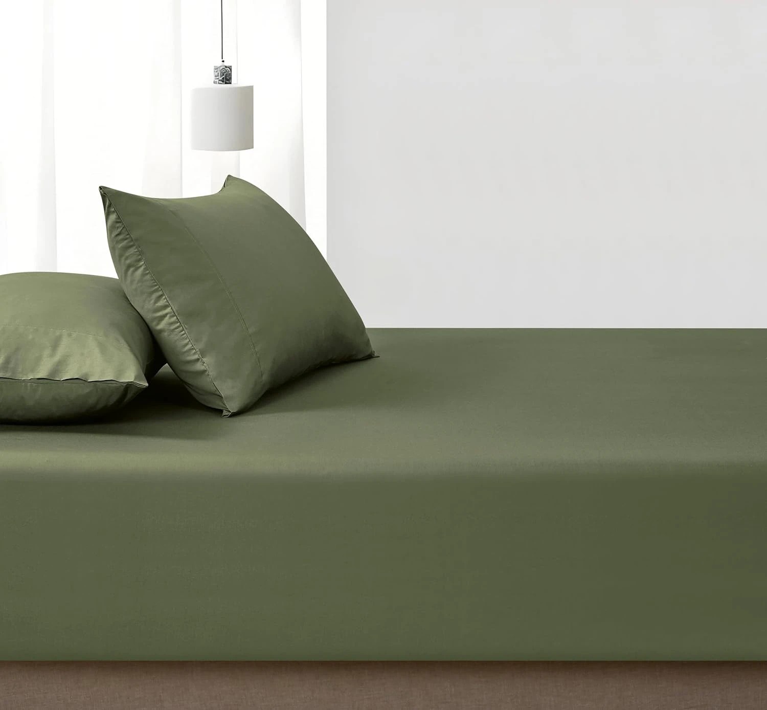 3 Gioia Casa Vintage Washed Cotton Fitted Sheet Set Soft Breathable - Queen Bed - Khaki Green, 3 of 6