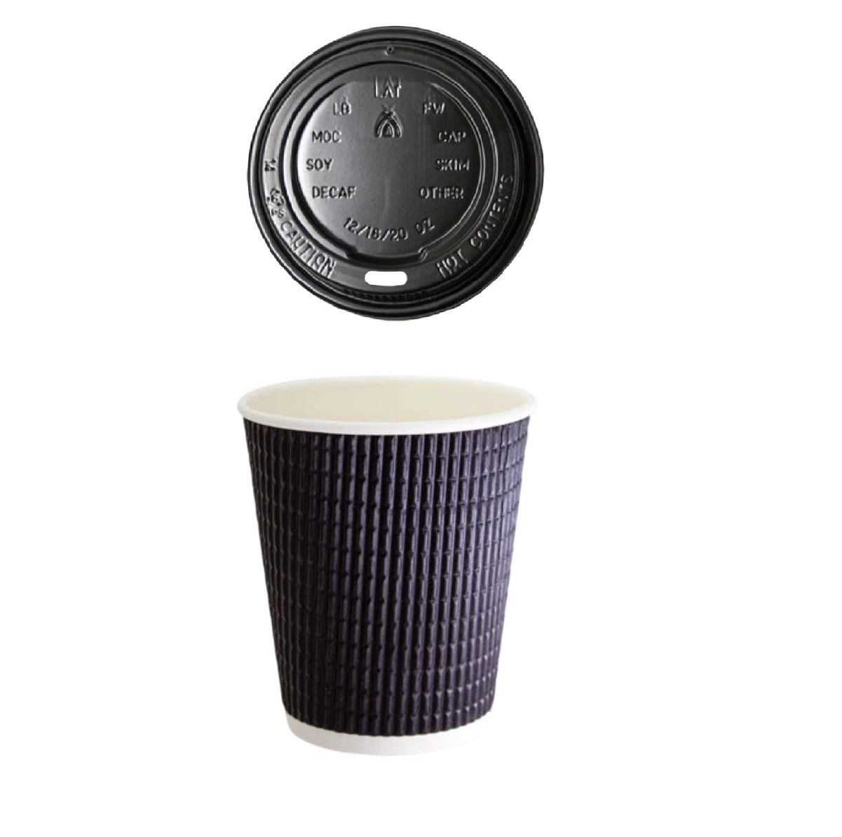 1 Huhtamaki 50 Pack 12oz Triple Wall Corrugated Hot Coffee Cups 335ml - Grey - Grey, 1 of 3
