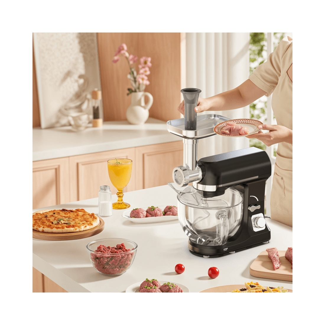 5 Advwin 6 In 1 Stand Mixer, 1400w 5.5l Kitchen Food Mixer, 6 Speed With Tilt-head Pulse Electric Mixer, 5 of 8