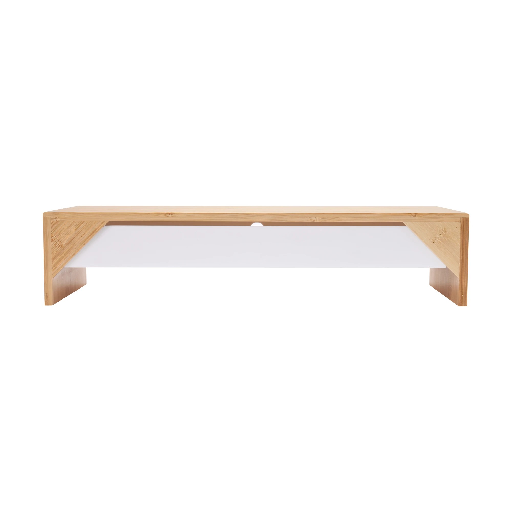 7 Bamboo and Plastic Monitor Stand with Drawer - White, 7 of 9