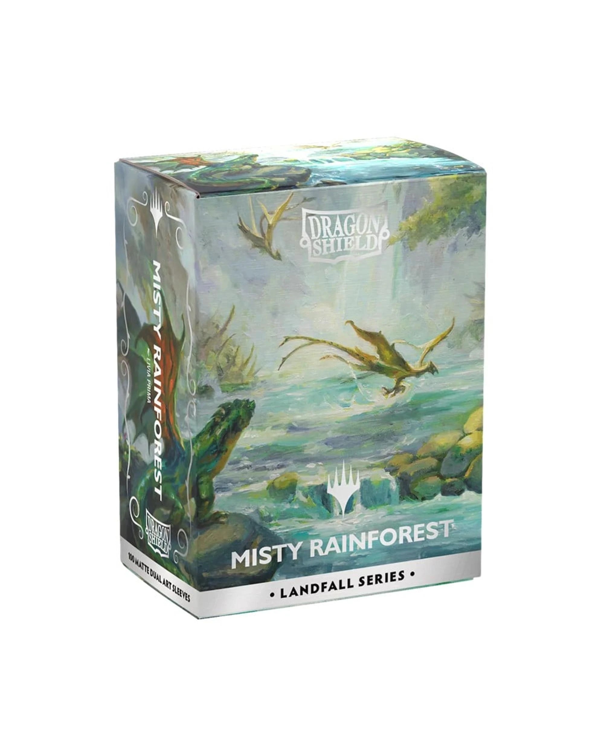 1 Dragon Shield Magic The Gathering Landfall Series Misty Rainforest Matte Dual Art Sleeves 100 Pack - Green, 1 of 4